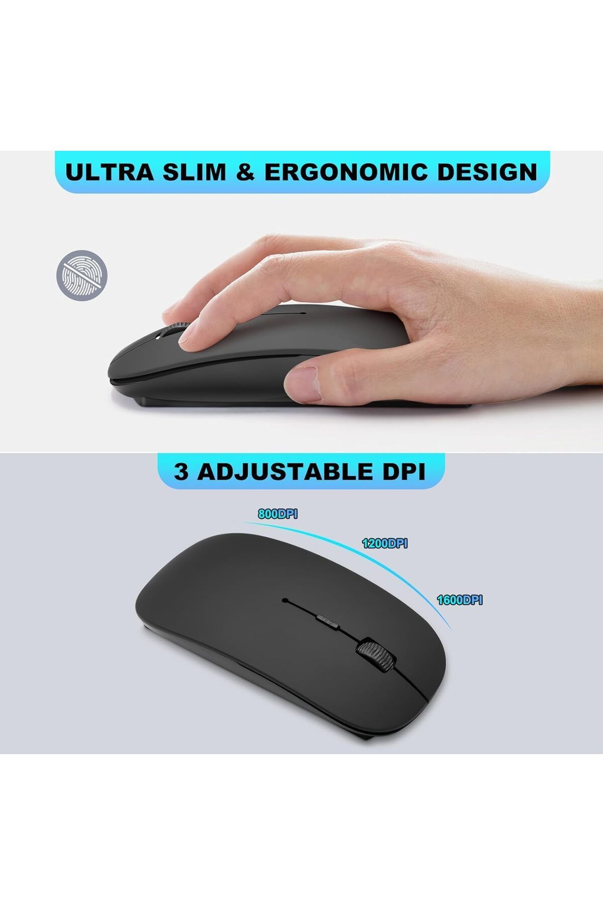 COOYA-Wireless Numeric Keypad,Mini 2.4G 18 Keys,Portable Silent,with Wireless Mouse for Laptop,PC,Black 6