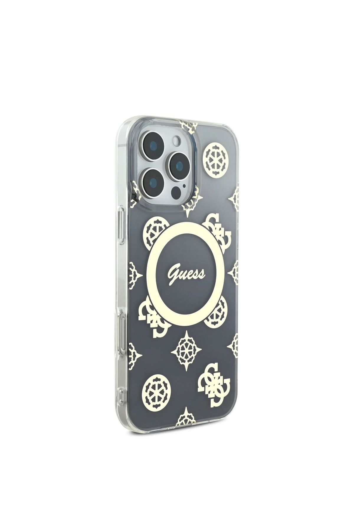 CG Mobile-Guess Magsafe Iml Gradient Hard Case With Peony Pattern For iPhone 16 Pro - Black 8