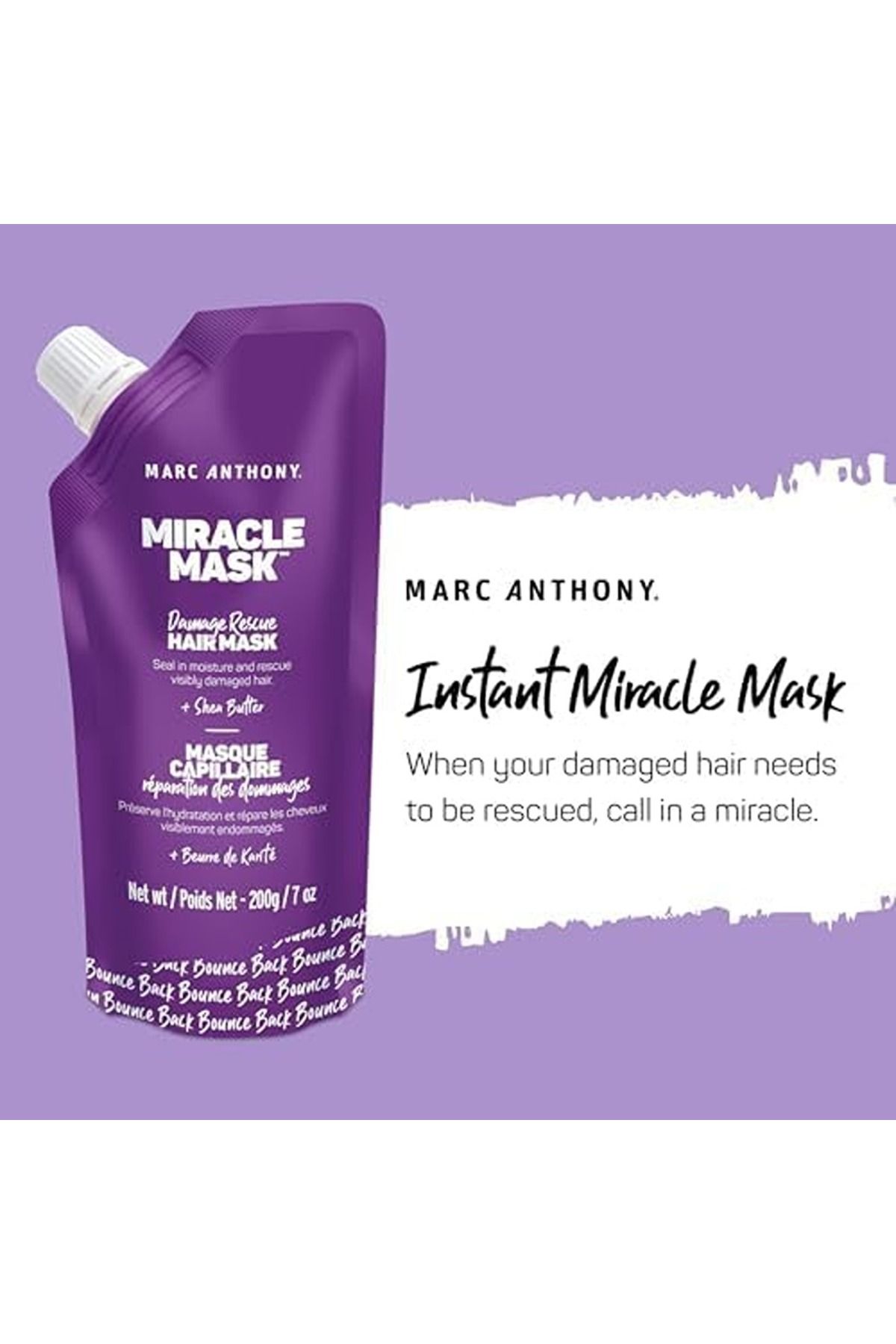 MARC ANTHONY-Marc Anthony Miracle Mask - Damage Rescue Hair Mask, Infused With Shea Butter - 200G 3