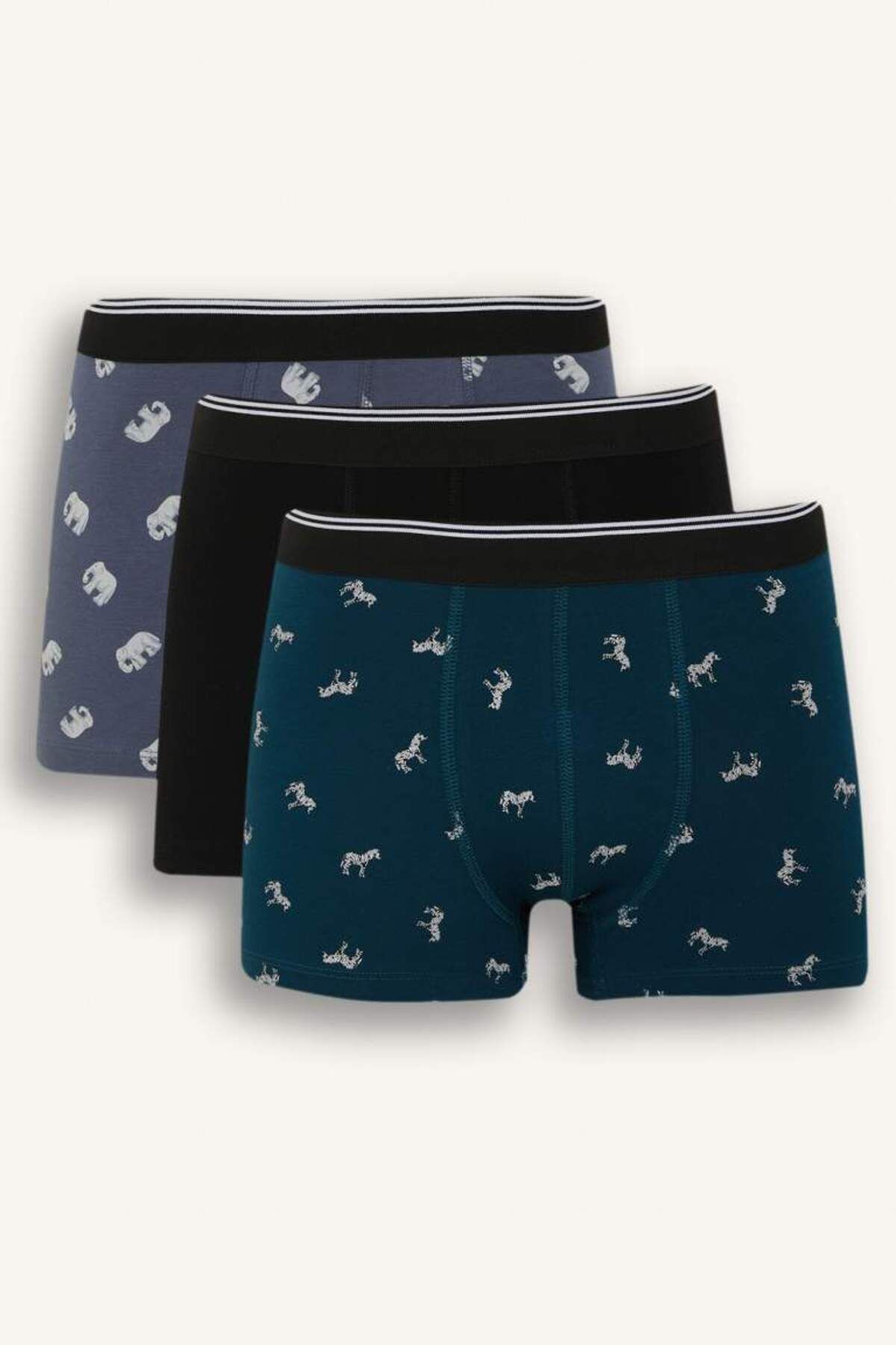 DeFacto Yeni Sezon Regular Fit Hayvan Baskılı 3'lü Boxer
