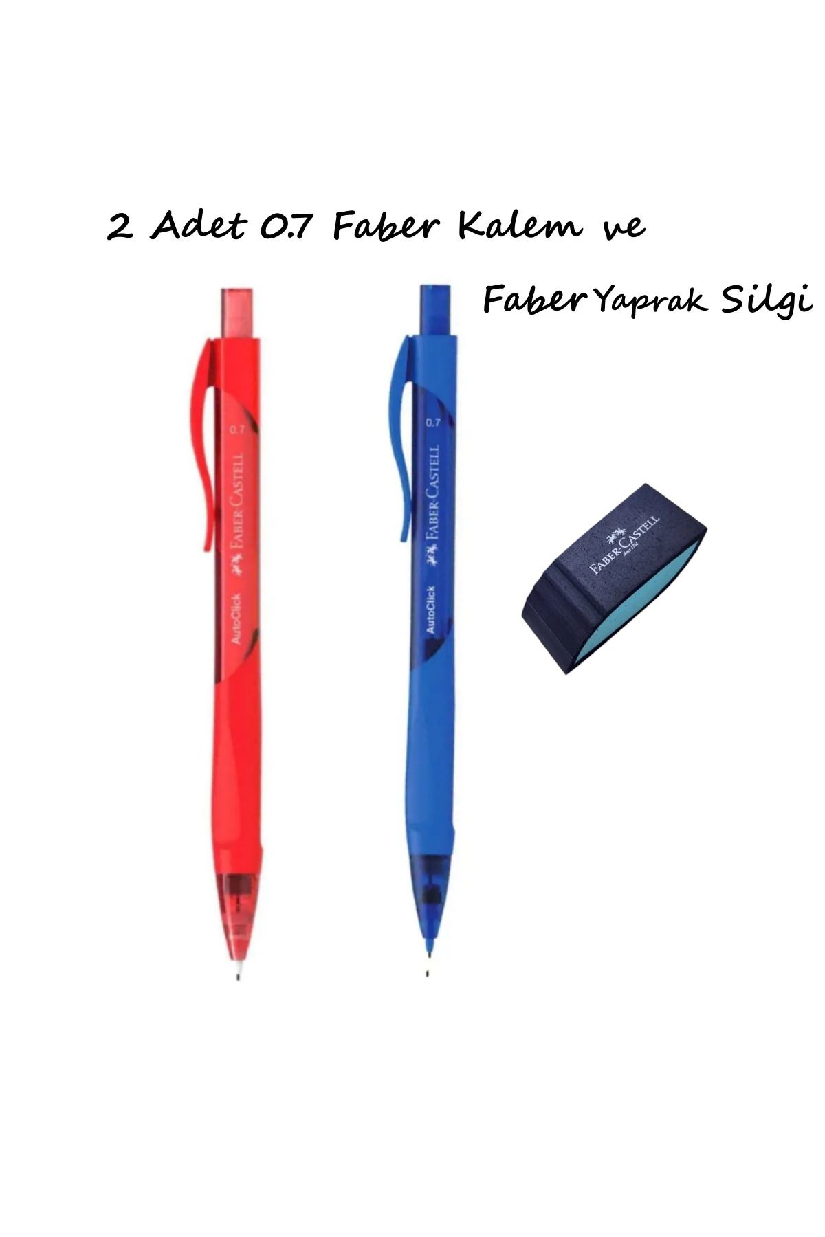 Faber Castell 2 adet Faber Castell Auto Click Versatil Kalem ve Faber Castell Yaprak Silgi