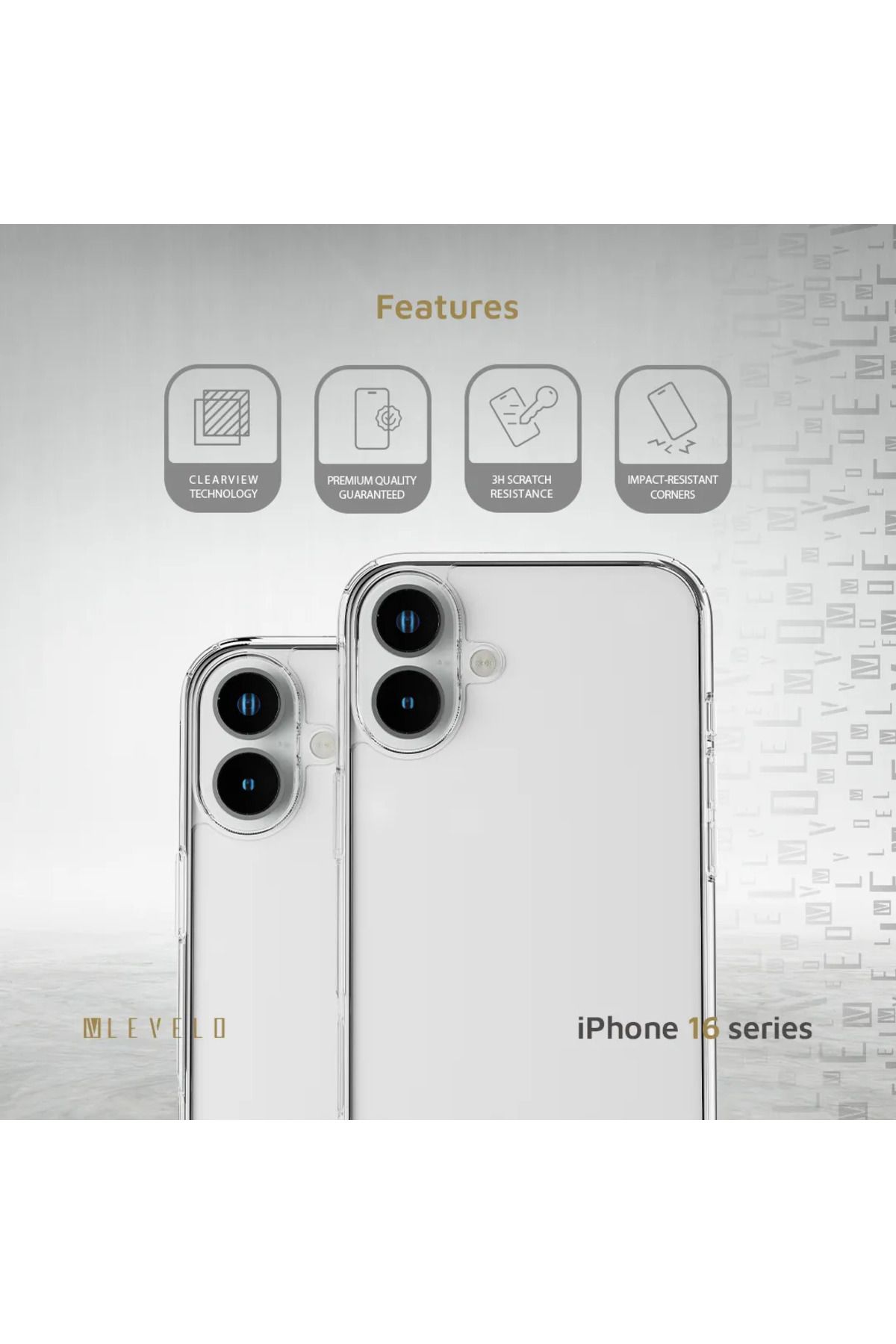 Levelo-جراب كلارا شفاف لهاتف iPhone 16 Plus - شفاف 4