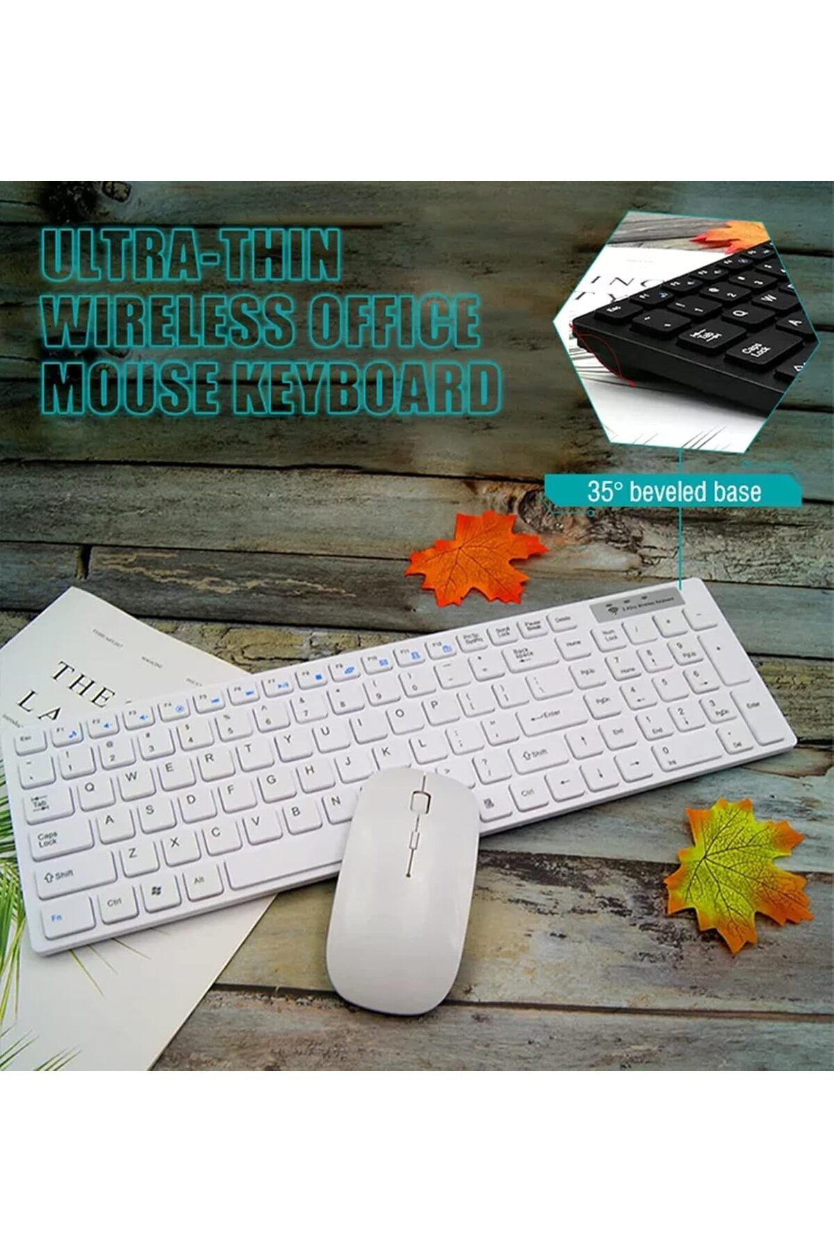 COOYA-2.4G Wireless Keyboard and Mouse Combo, Silent Ultra-Thin Design, 1000 DPI Adjustable, for Windows 2