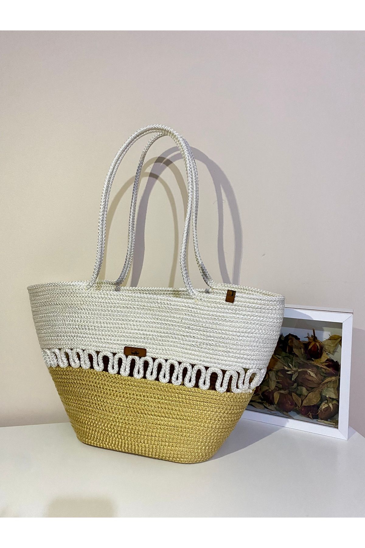 MS Glassware-Straw Look Jute Beach Bag, Arm Bag, Hand Bag 2