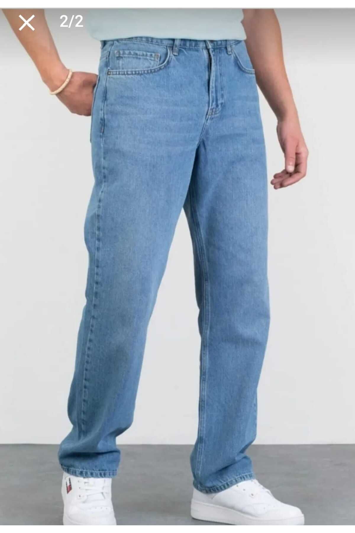 Erkek Çocuk Slim Fit Dar Kesim Düz Paça Cepli Deniz Mavisi Jean Pantolon