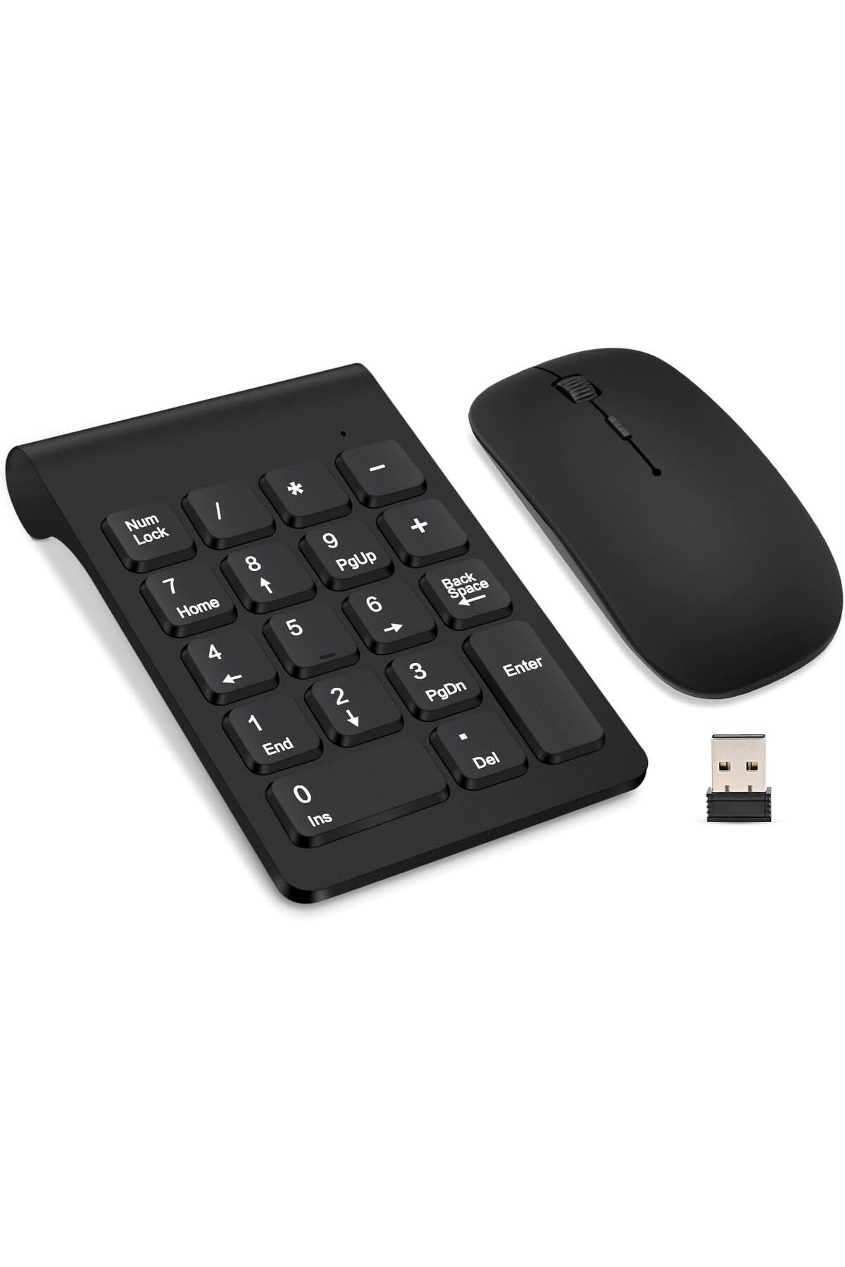 COOYA-Wireless Numeric Keypad,Mini 2.4G 18 Keys,Portable Silent,with Wireless Mouse for Laptop,PC,Black 1