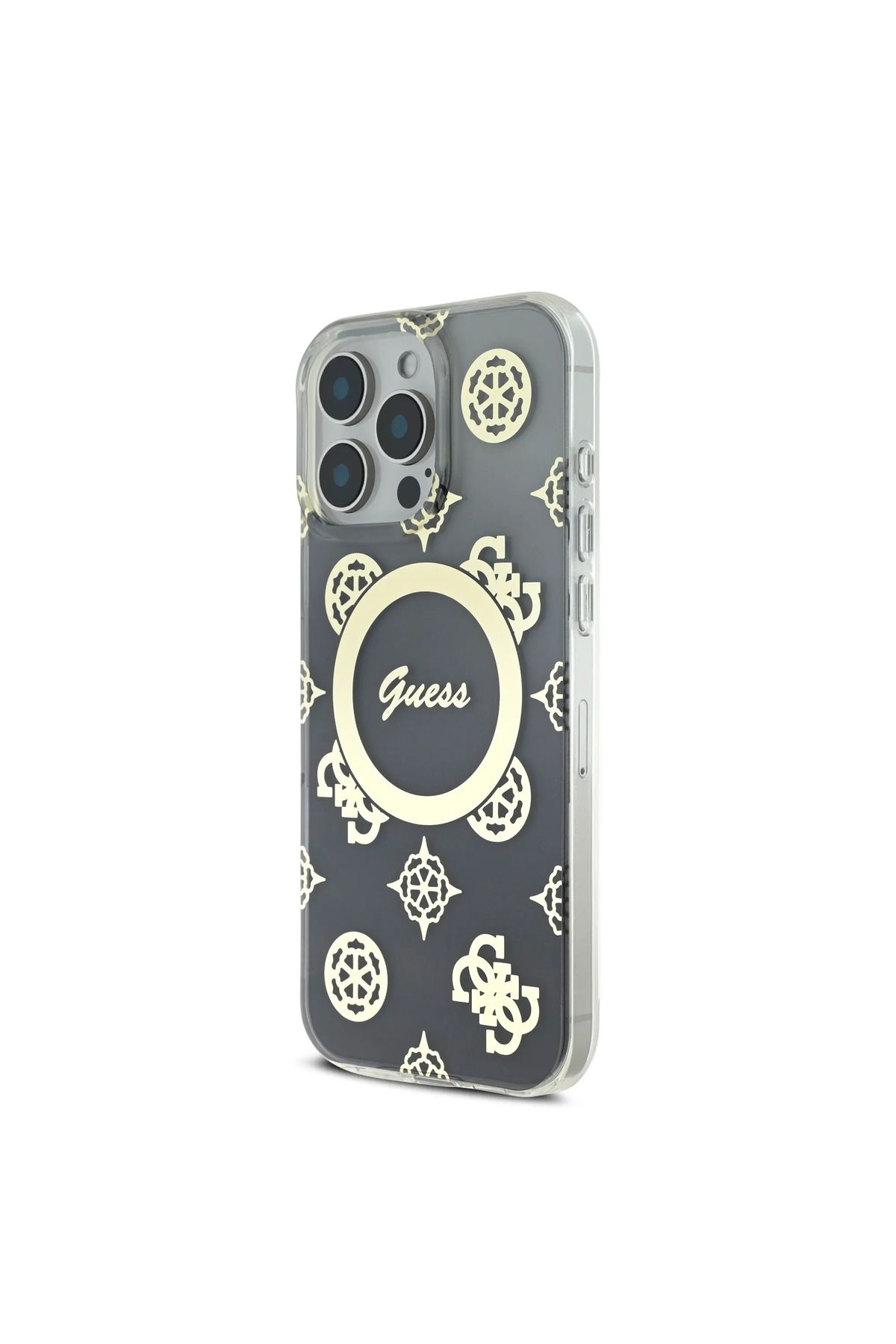 CG Mobile-Guess Magsafe Iml Gradient Hard Case With Peony Pattern For iPhone 16 Pro - Black 7