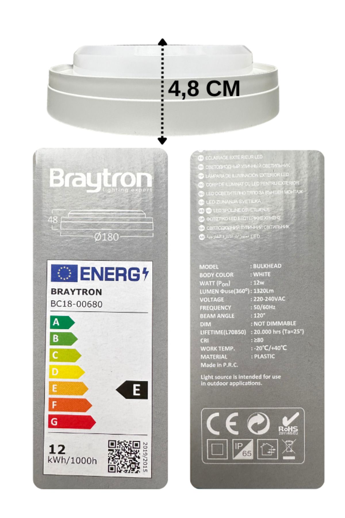 Braytron-(4 Pieces) 12W White Noise-Segment Led Luminaire Daylight and Yellow Adjustment 4
