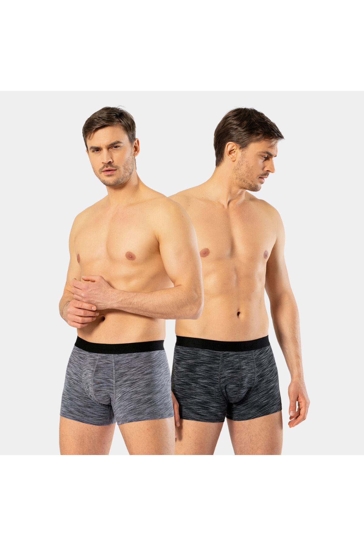 Cacharel Erkek 2'li Inkjet Boxer 1324/Gri-Siyah