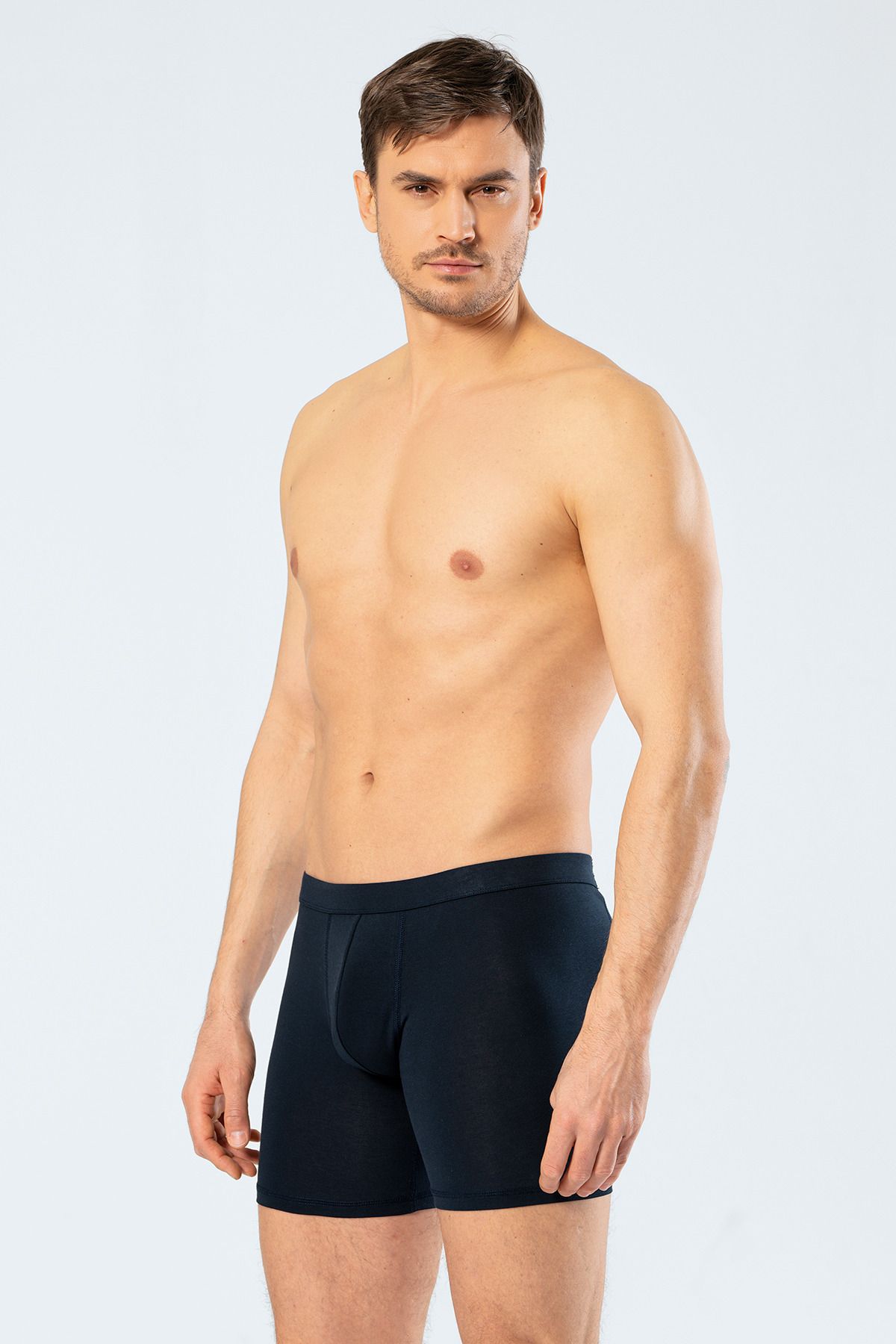 Cacharel Erkek Likralı Uzun Boxer (Bel Bantlı) 1336/Lacivert