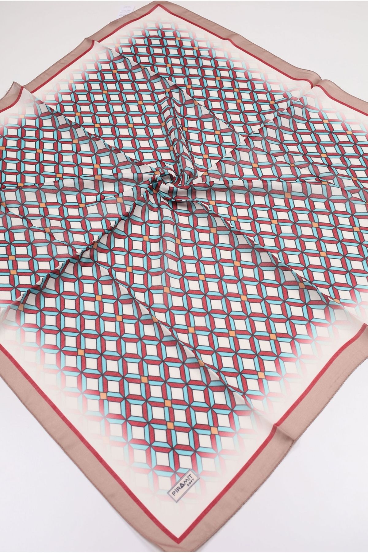 PİRAMİT-Pyramid Patterned Digital Soft Scarf - Pattern-22 - Color-06 1