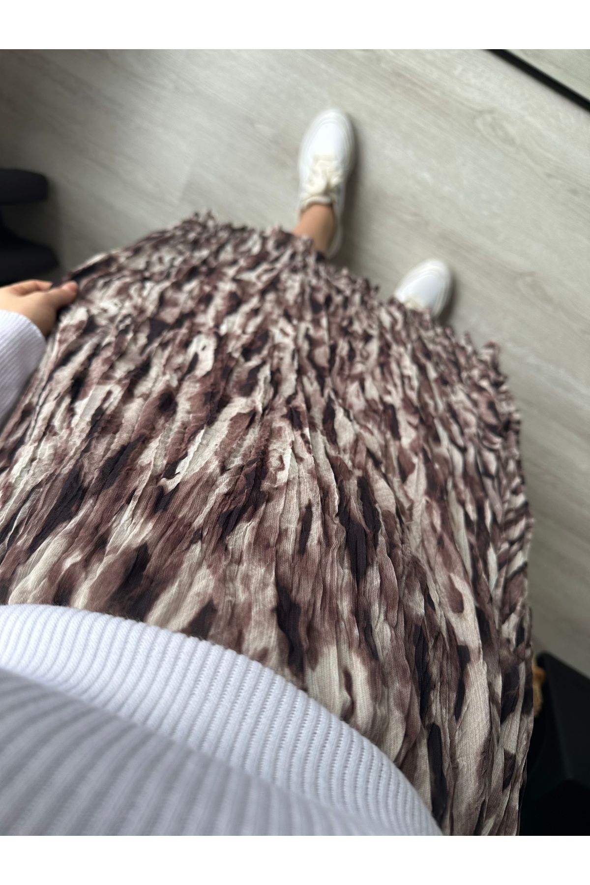 FASİON-Zebra Pattern Midi Skirt 5