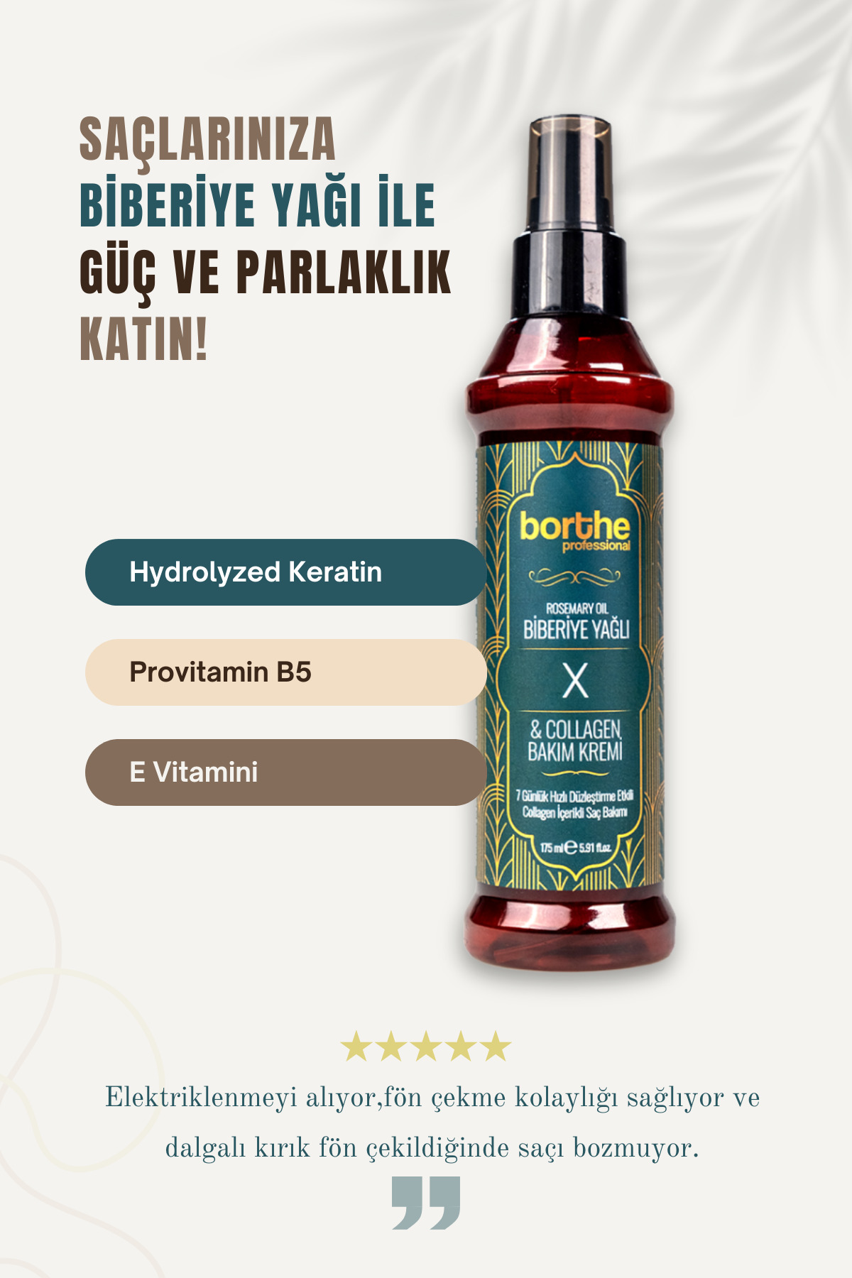 Düzleştirici Etkili Biberiye Yağlı Keratin Kremi 175ml — BiberiyeKeratinX — تصویر 6 از 7