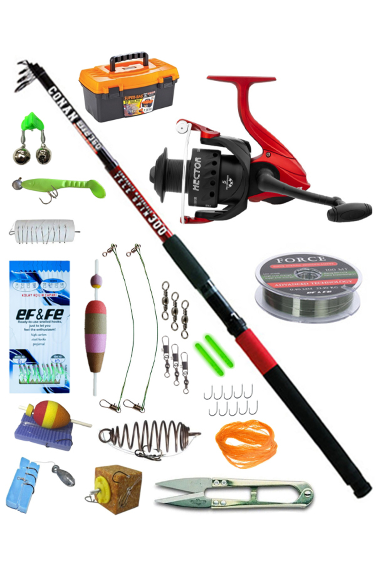 Sea and Lake Fishing Line Set - Bag Fishing Line Set - 35 Pieces Full Set