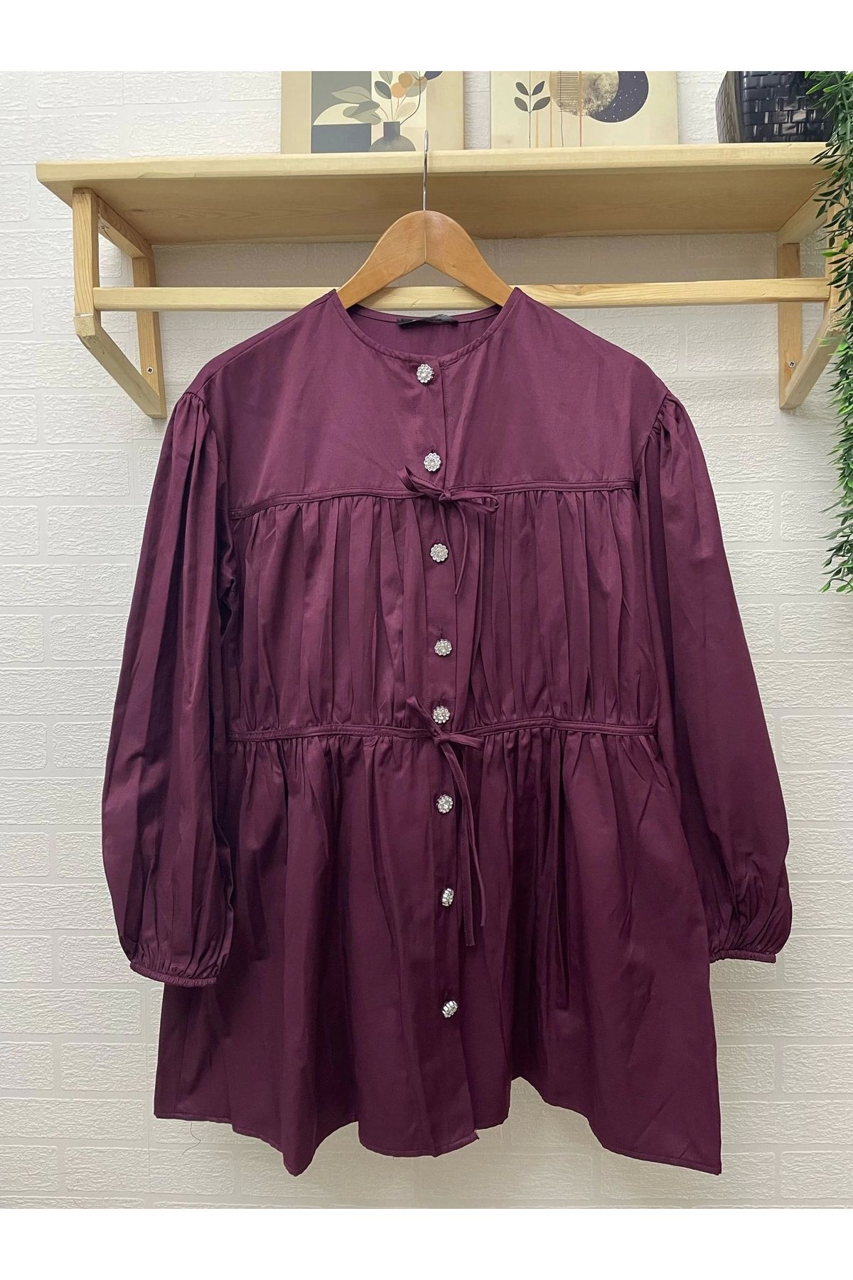 DEFNECE BOUTIQUE-Burgundy Tunic - Lace-Up and Drawstring 6