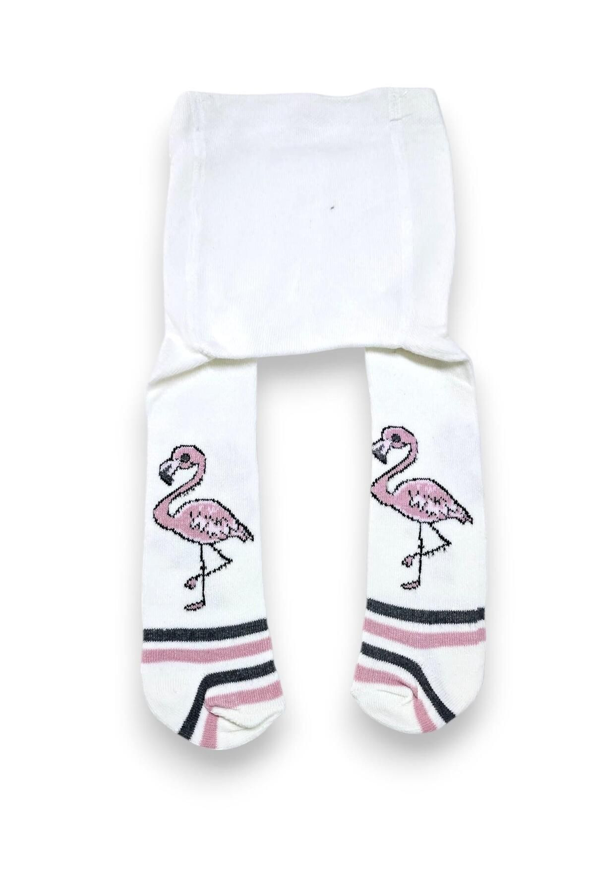 SeaBubbles-Flamingo Patterned Girls' Cotton Pantyhose 1