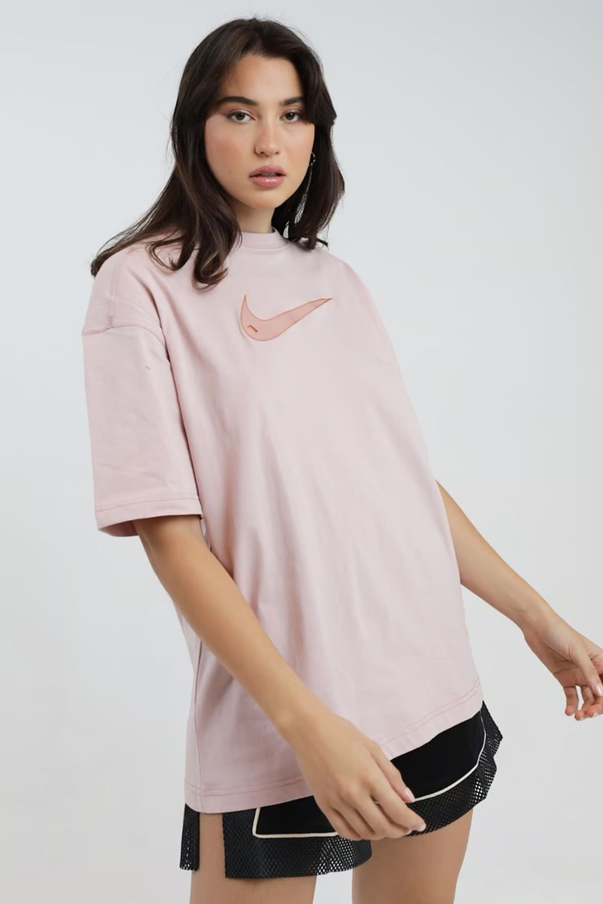 Nike-Sportswear Swoosh Oversize Pink Women's T-Shirt 1