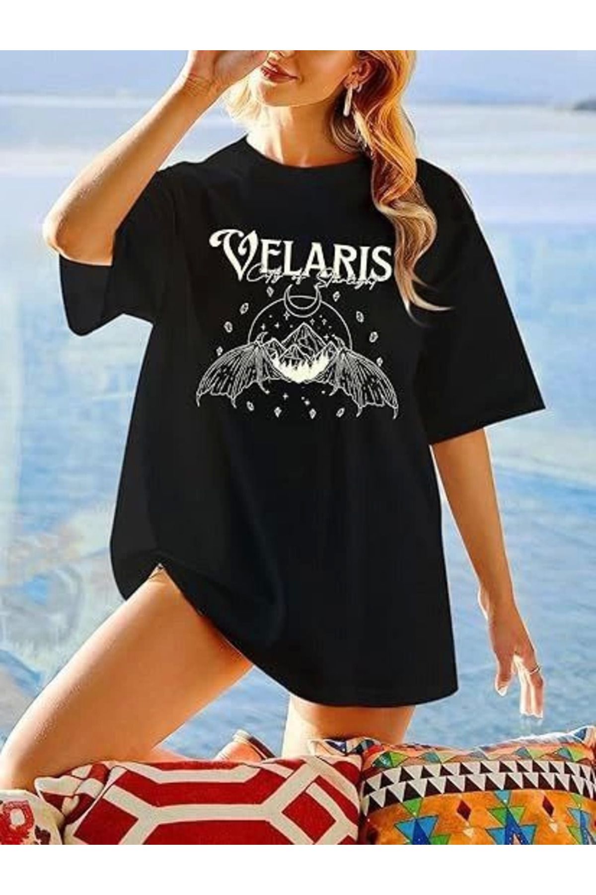 Albayrak Bisiklet Yaka Baskılı T-shirt - Siyah