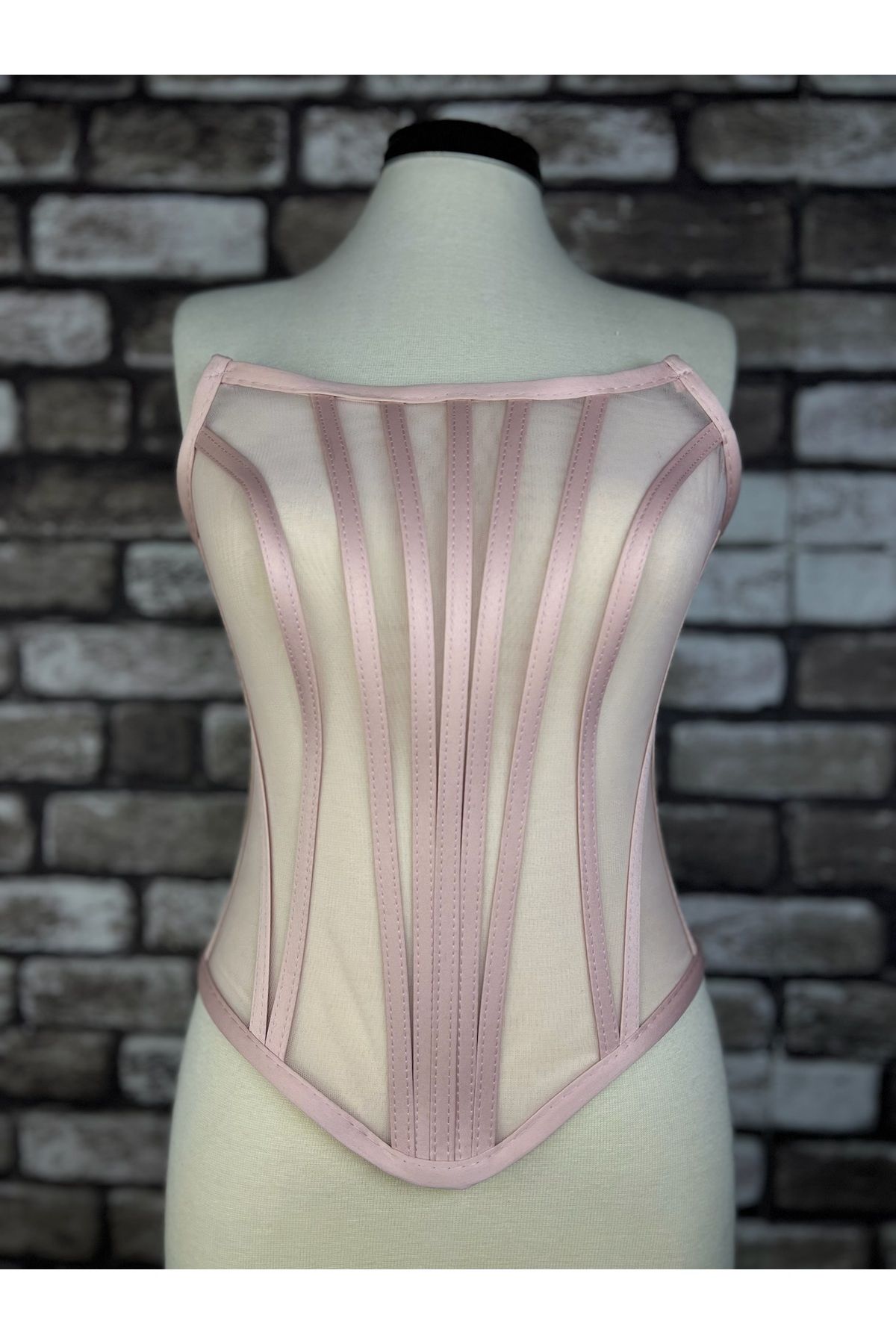 Metay Design-Tulle Transparent Corset & Bustier - Powder 2