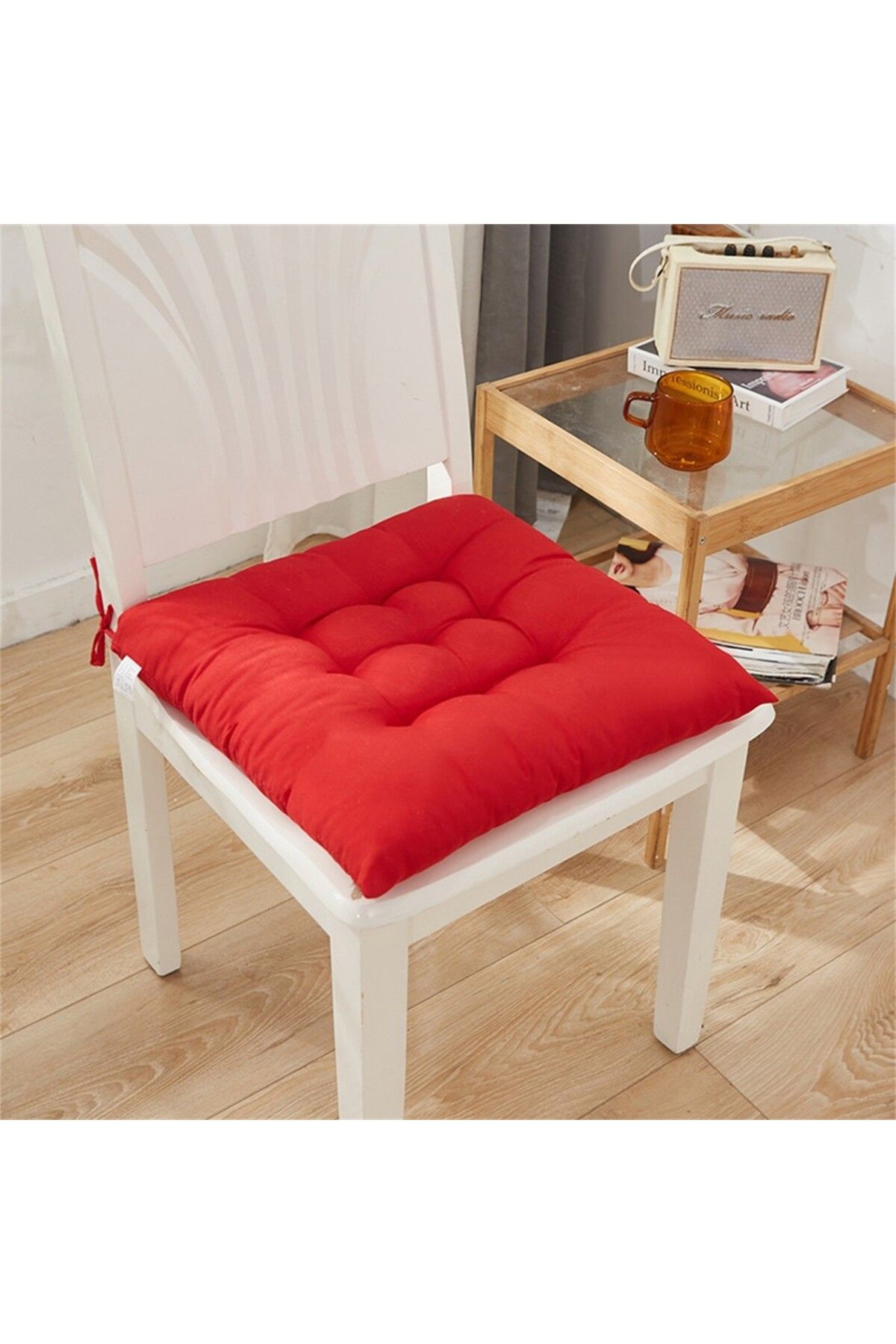 Choice-Red Square Chair Soft Pad Thicker Seat Cushion For Dining Patio Home Office Indoor Outdoor Garden So 1