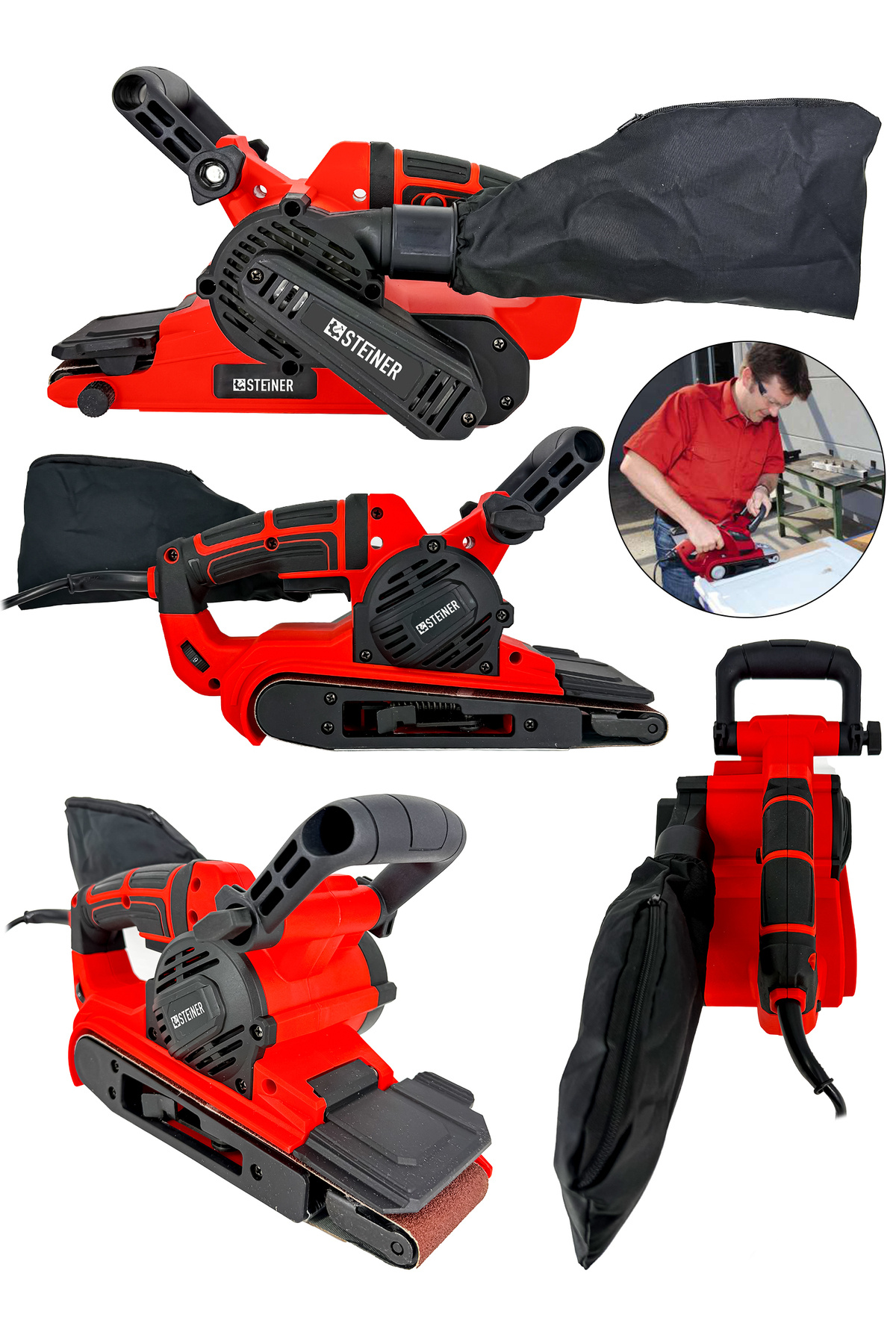 STEİNER Alman 4200 Watt 6 Kademe Devir Ayarlı Profesyonel Metal Şanzıman Bakır Sargılı Tank Zımpara Makinesi