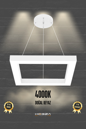 Hegza Lighting Quattro ( Beyaz Kasa, Doğal Beyaz Işık ) Modern Led Avize, Sal...