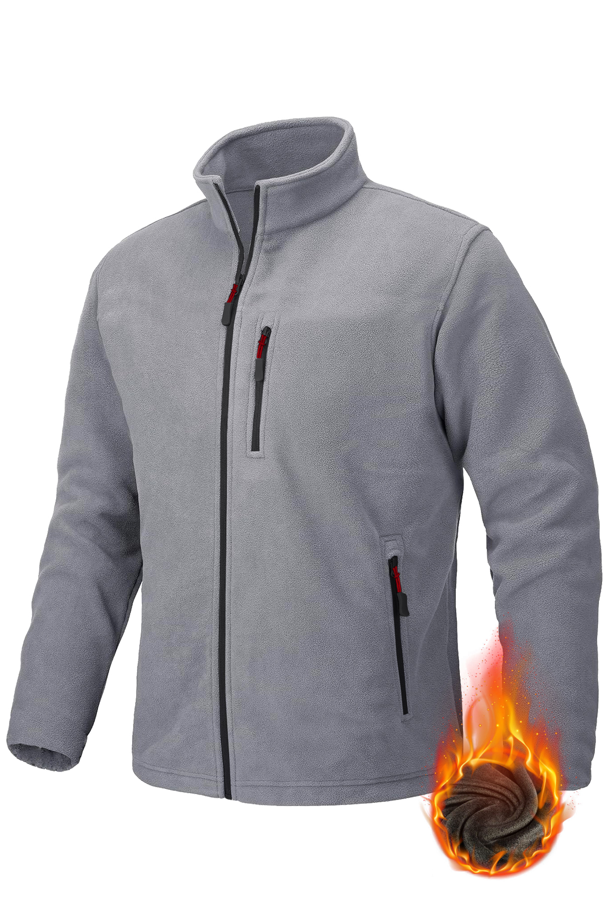 SUVASS CO Erkek Gri 3 Cepli Tam Fermuarlı Kalın Yumuşak Dokulu Outdoor Polar Ceket