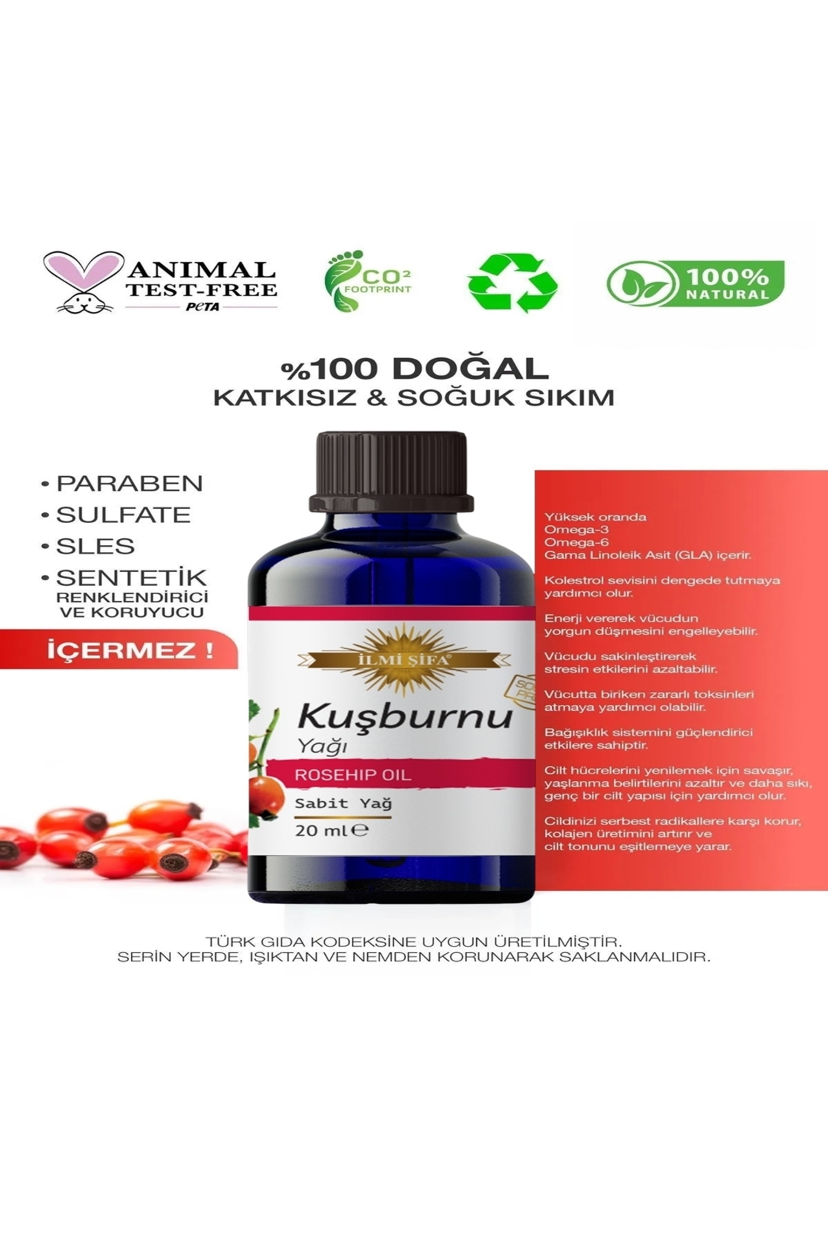 Kuşburnu Çekirdeği Yağı %100 Saf Kuşburnu Çekirdeği Yağı Soğuk Sıkım — تصویر 3 از 8