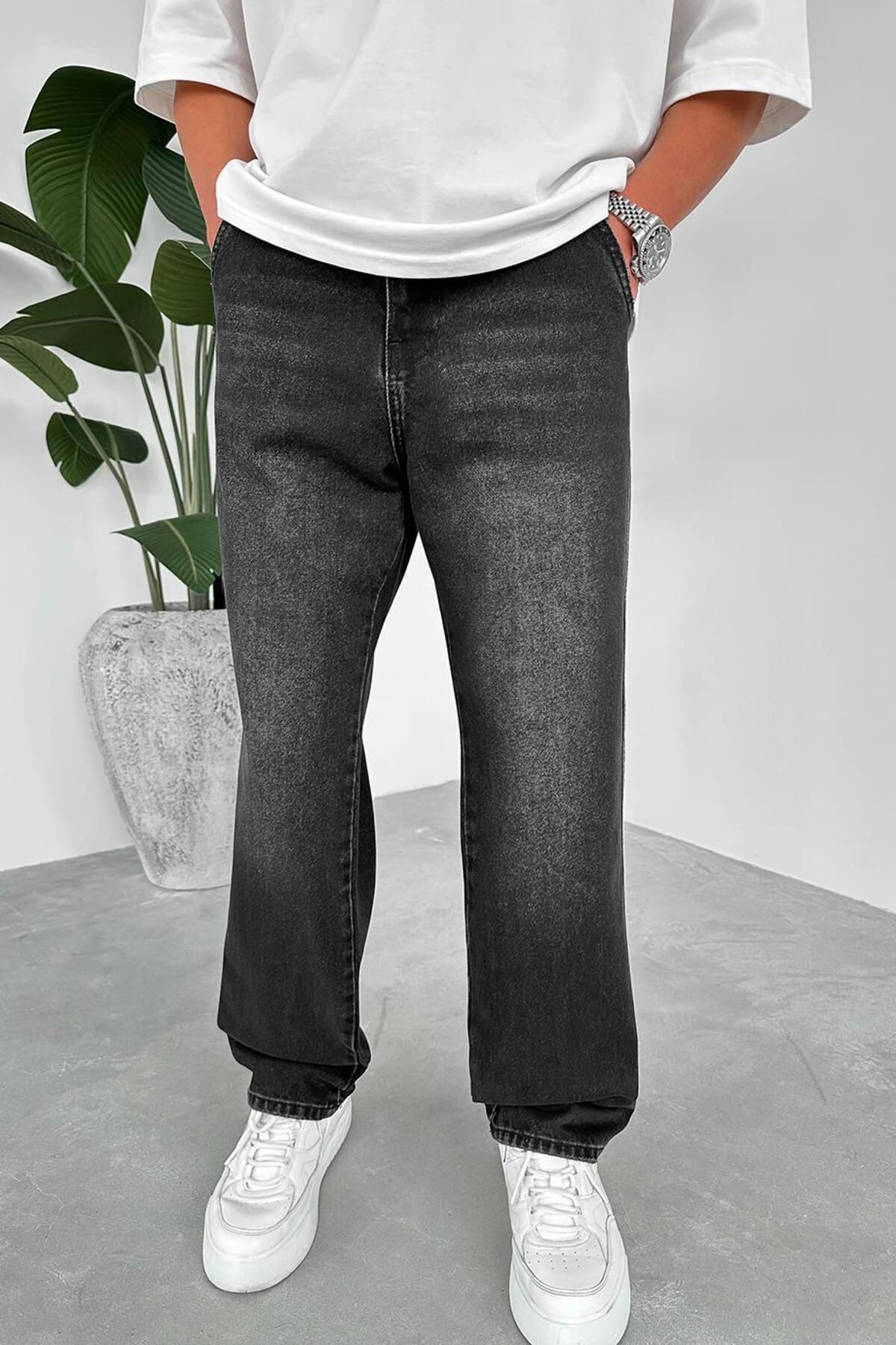 HAFKAGİYİM-Soft Smoked Basic Baggy Trousers with Side Pockets 1