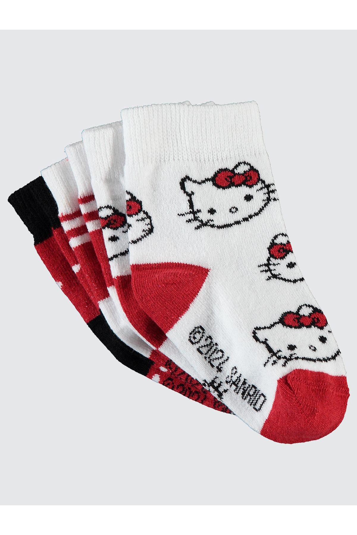 Hello Kitty-Red Girl's Sock Socks Set of 3 - 3-11 Years 3