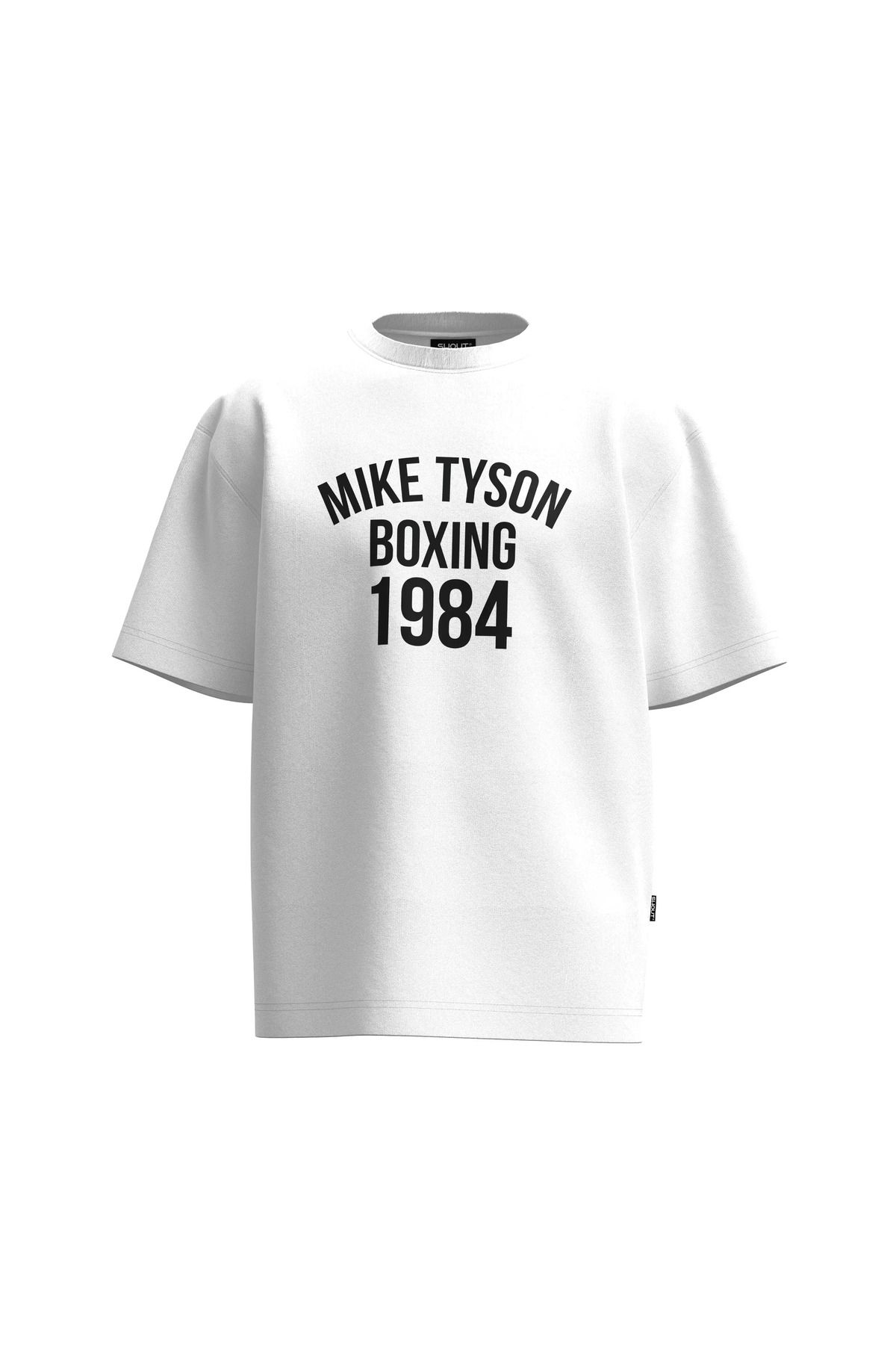 Shout-Unisex White Oversize Mike Tyson Boxing 1984 T-Shirt 1