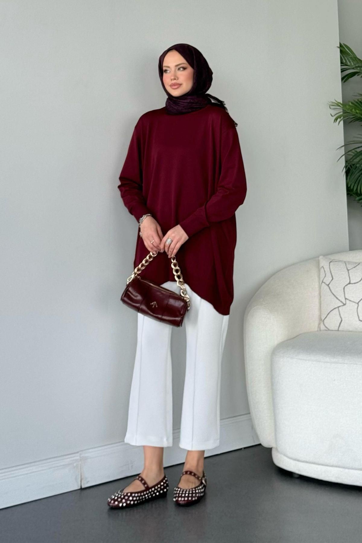 HAZA MODA-Claret Red Helena Tunic 3