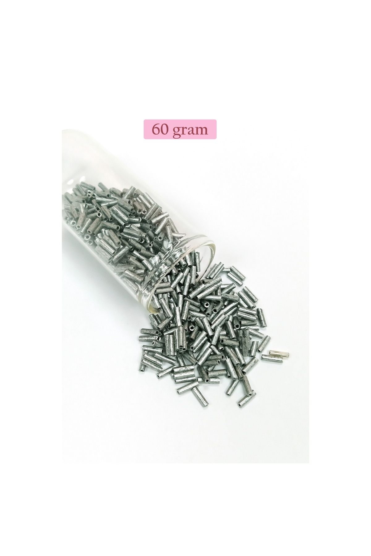 maarketim Uzun Boru Kesme Boncuk Çap 2mm Uzunluk 10 mm - 60 Gram - Desenli Gümüş