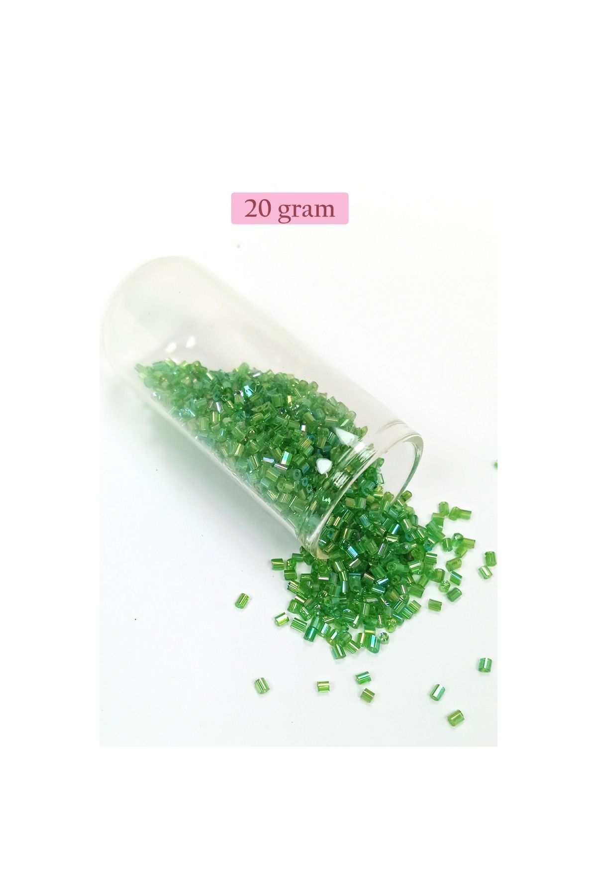 maarketim Kesme Cam Boncuk 2mm - 20 Gram - Şeffaf Yeşil