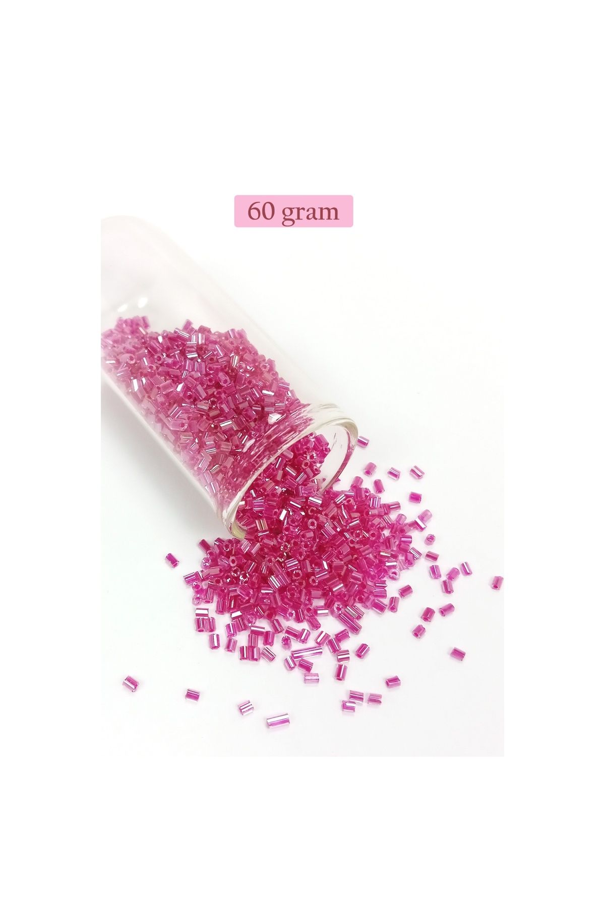maarketim Kesme Cam Boncuk 2mm - 60 Gram - Şeffaf Pembe