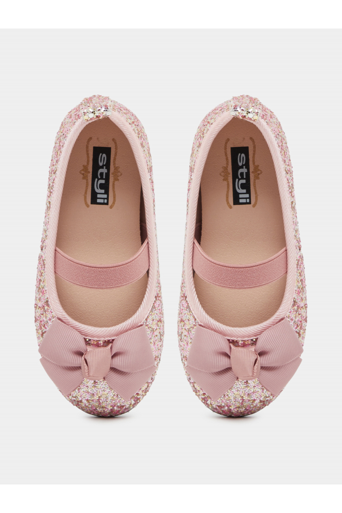 Styli-Glittered Slip On Ballerina with Bow Accent 5