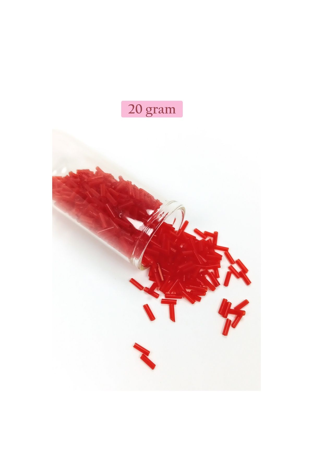 maarketim Uzun Boru Kesme Boncuk Çap 2mm Uzunluk 10 mm - 20 Gram - Kırmızı