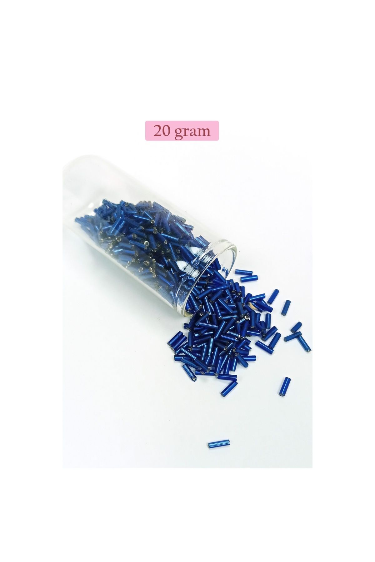 maarketim Uzun Boru Kesme Boncuk Çap 2mm Uzunluk 10 mm - 20 Gram - Lacivert