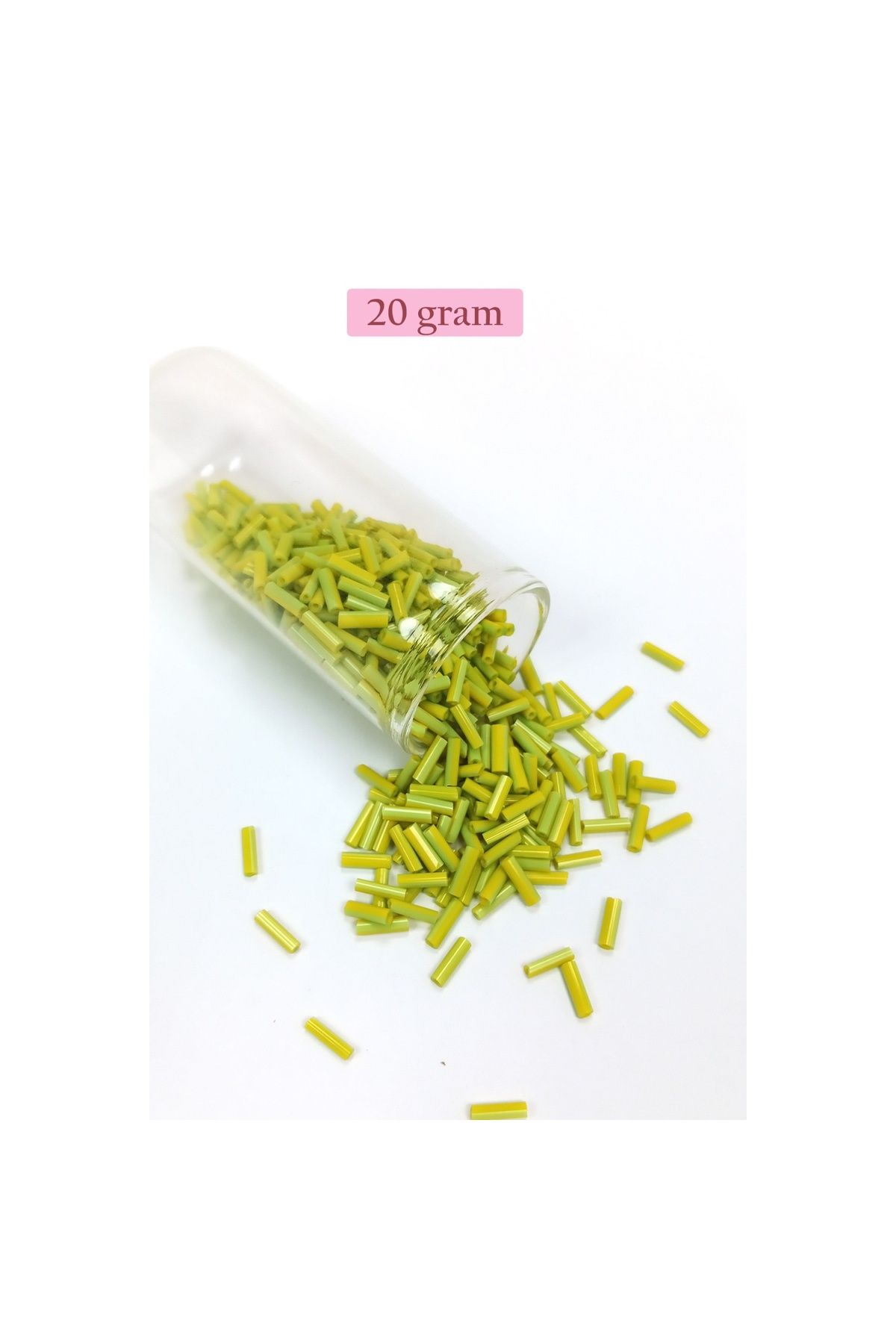 maarketim Uzun Boru Kesme Boncuk Çap 2mm Uzunluk 10 mm - 20 Gram - Yeşil