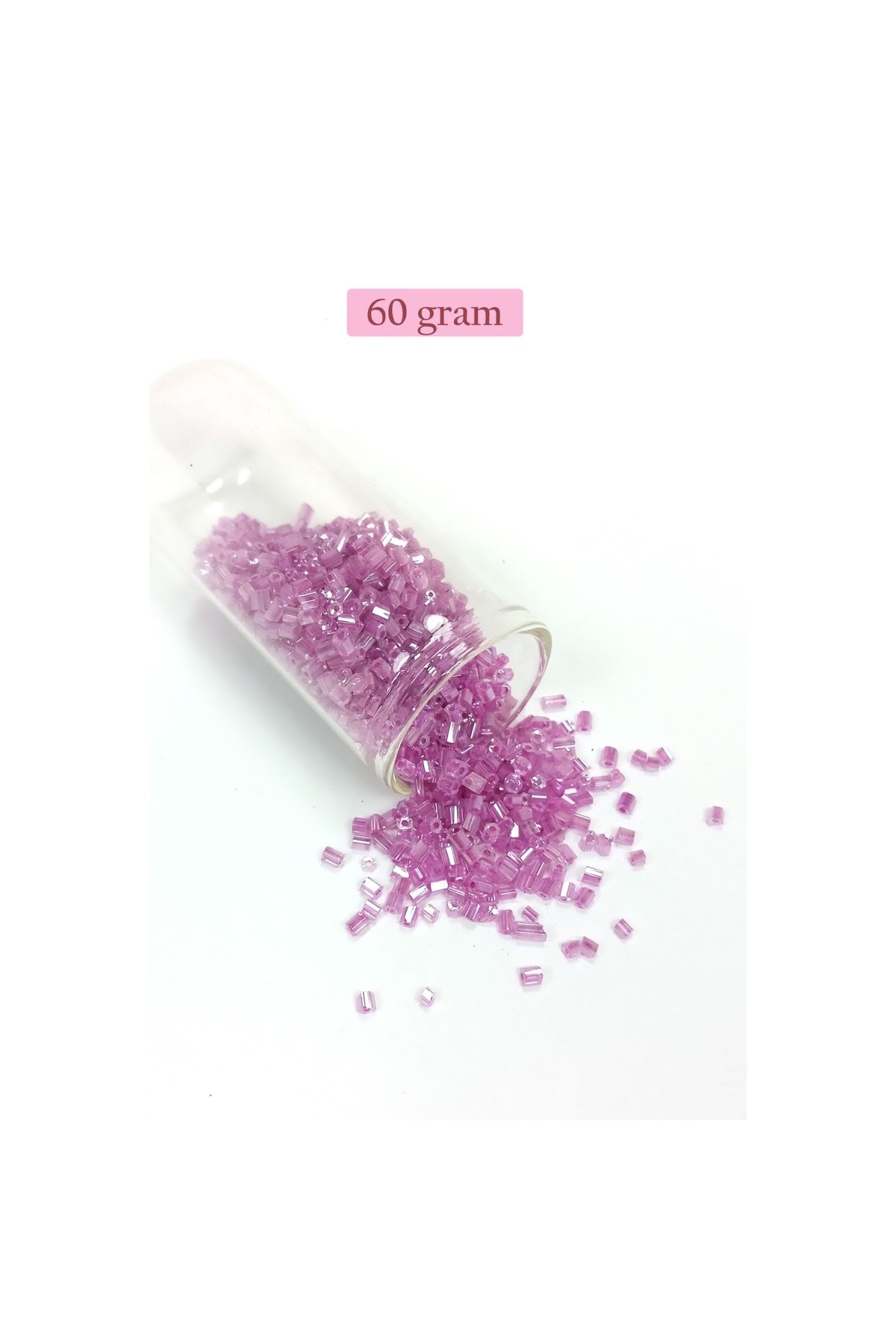 maarketim Kesme Cam Boncuk 2mm - 60 Gram - Şeffaf Eflatun