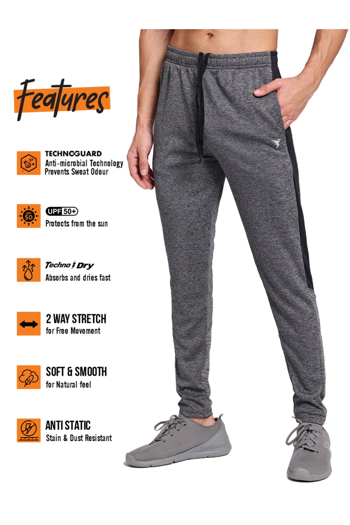 Technosport By Styli-Color Block Track Pants with Zip Pockets 4
