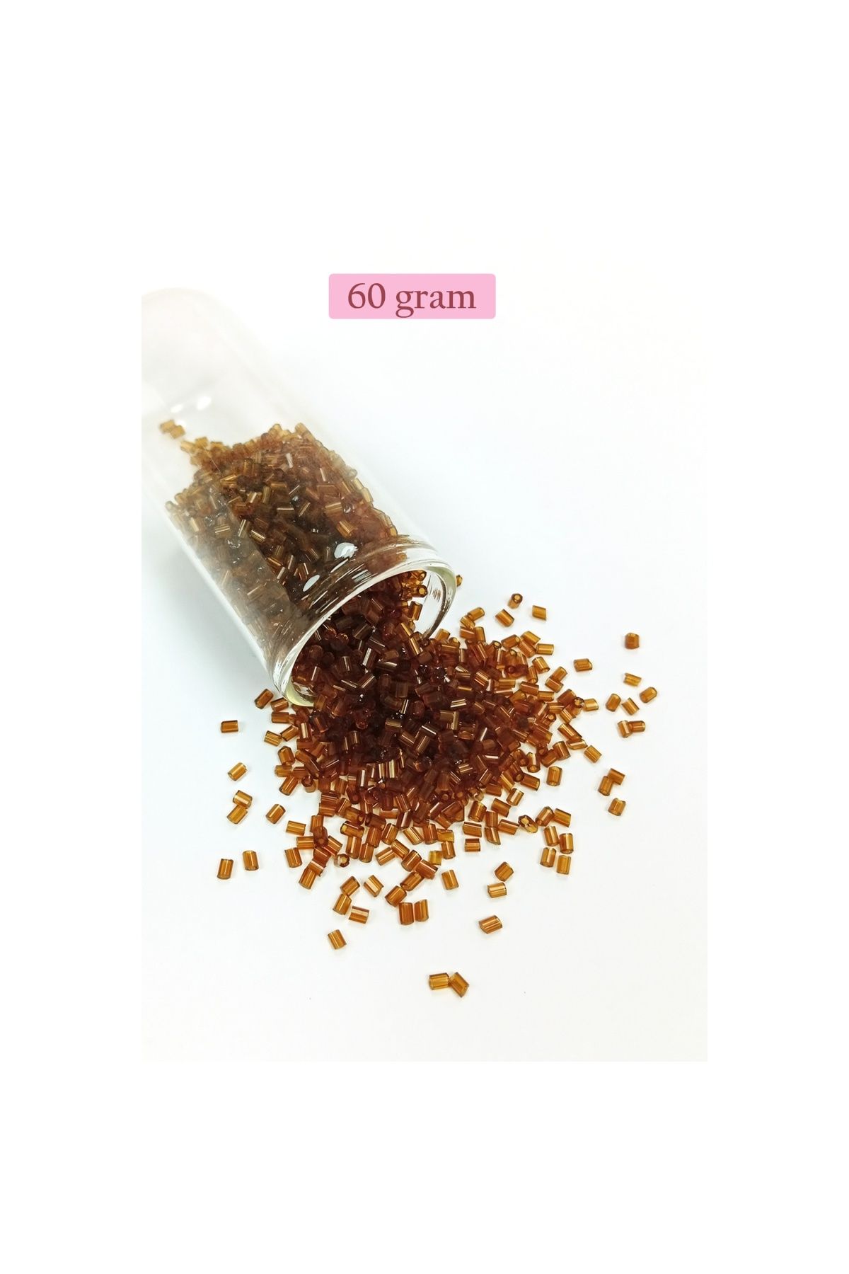 maarketim Kesme Cam Boncuk 2mm - 60 Gram - Şeffaf Açık Kahve