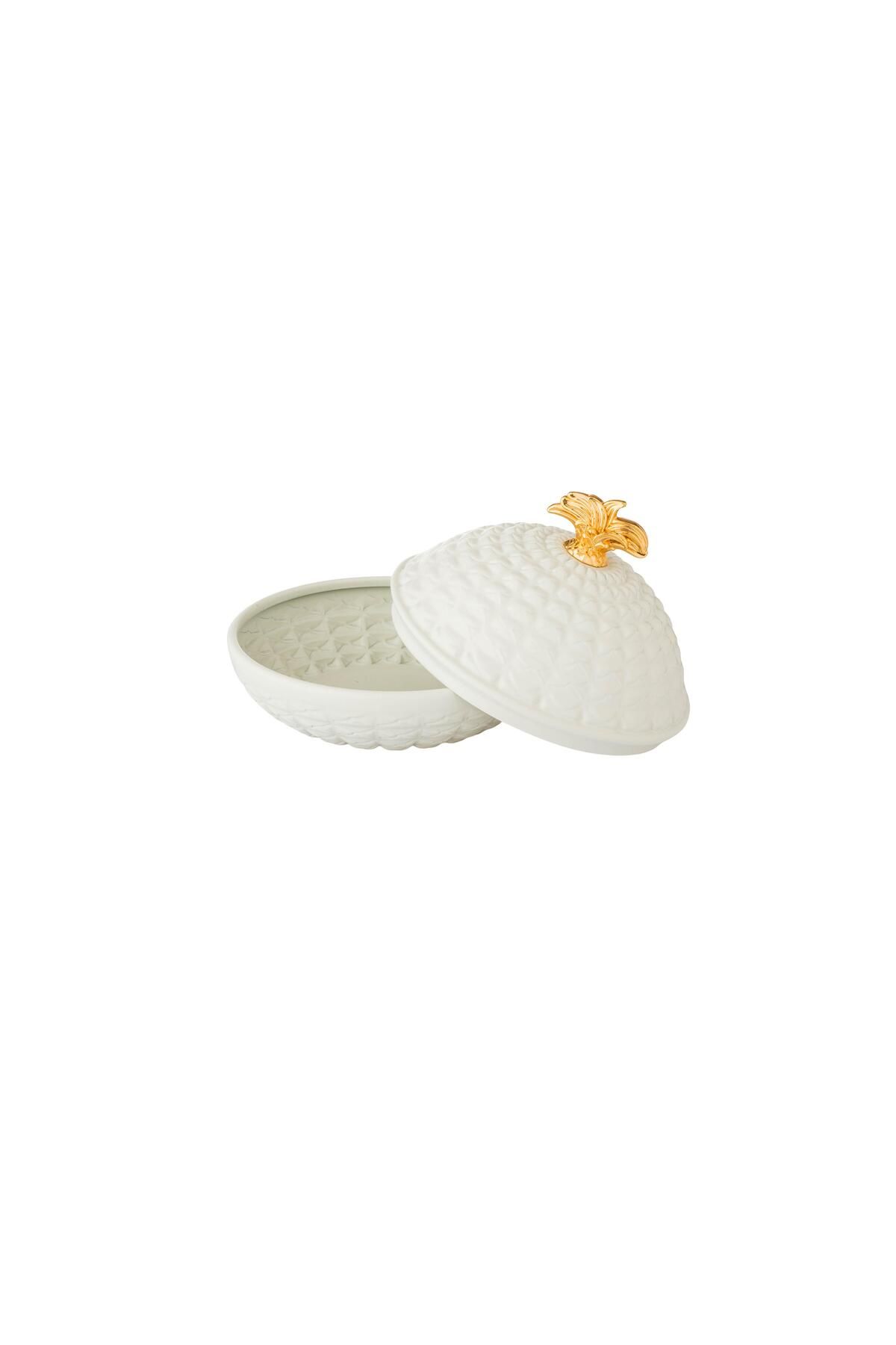 ALSAIF-Metal pineapple-shaped date in white with a golden handle 2