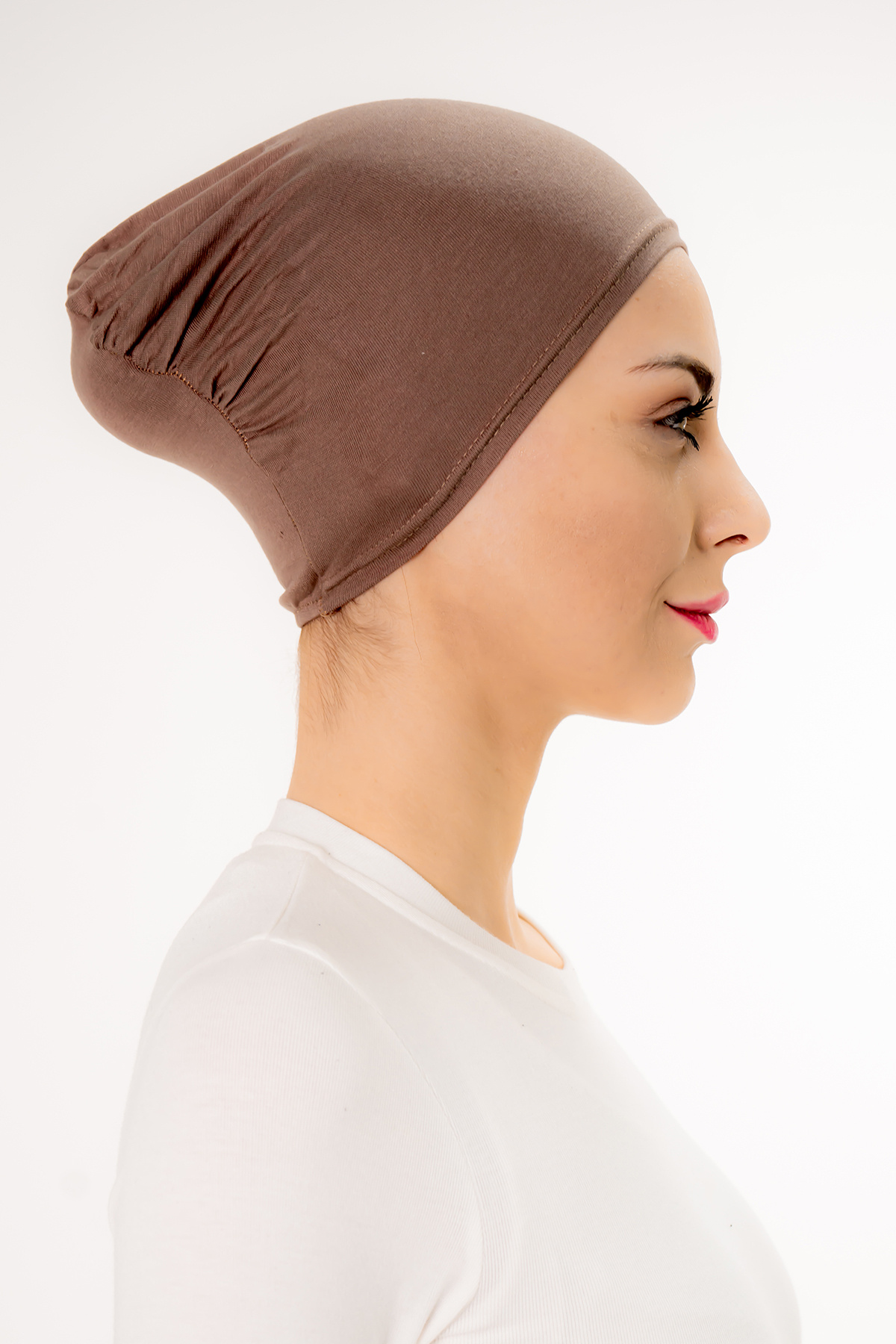 Şalcenneti.com-Practical Mink Color Bonnet with Snap Stitch 5