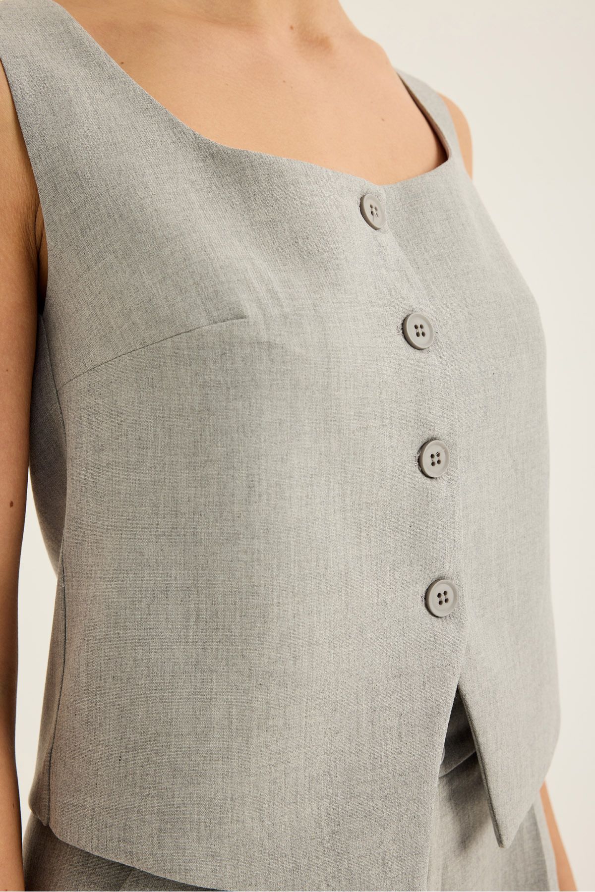 SEVİLEN-Square Collar Buttoned Vest 7