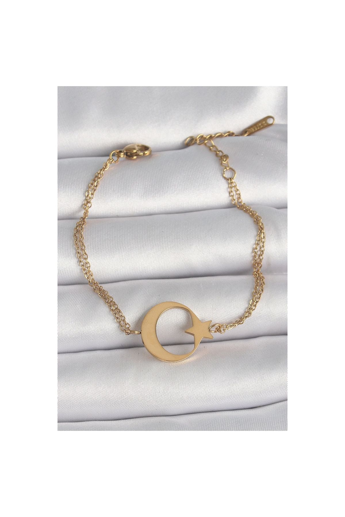 Narnuga 316L Çelik Gold Renk Ay Yıldız Model Kadın Bileklik - TJ-BB6661