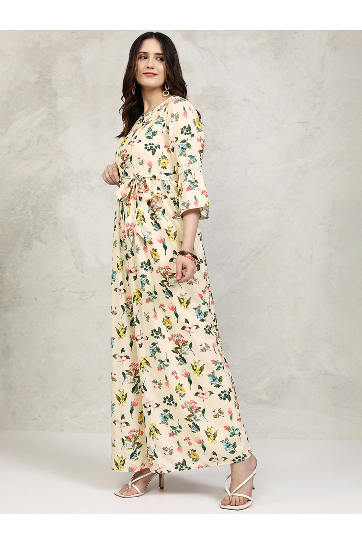 Vishudh By Styli-All-Over Floral Print Straight Leg Jumpsuit with Tie-Up Belt 4