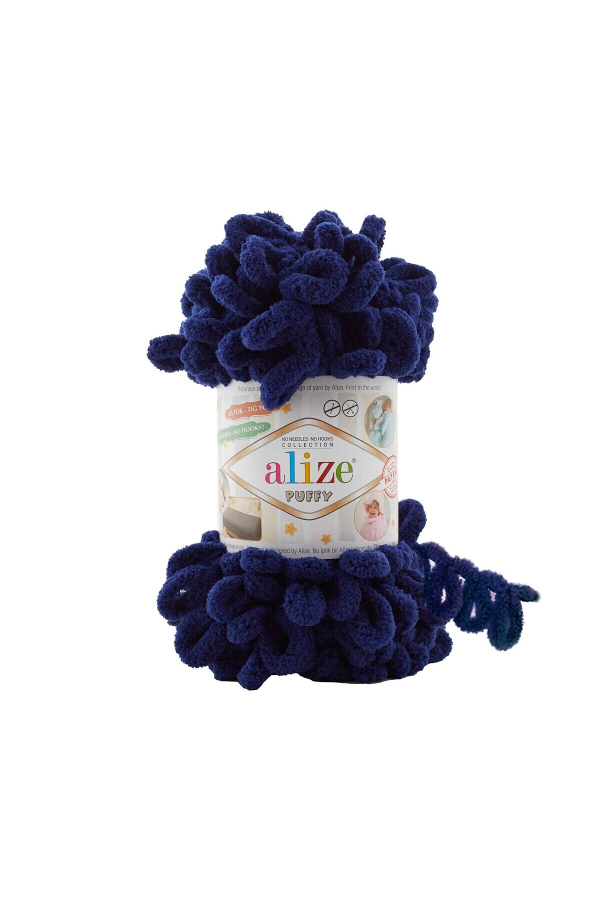 Alize Puffy 1 Adet 58 El Örgü Ipliği Elle Örülen Kalpli Yastık Bebek Battaniyesi Örgü Ipi 58 Lacivert