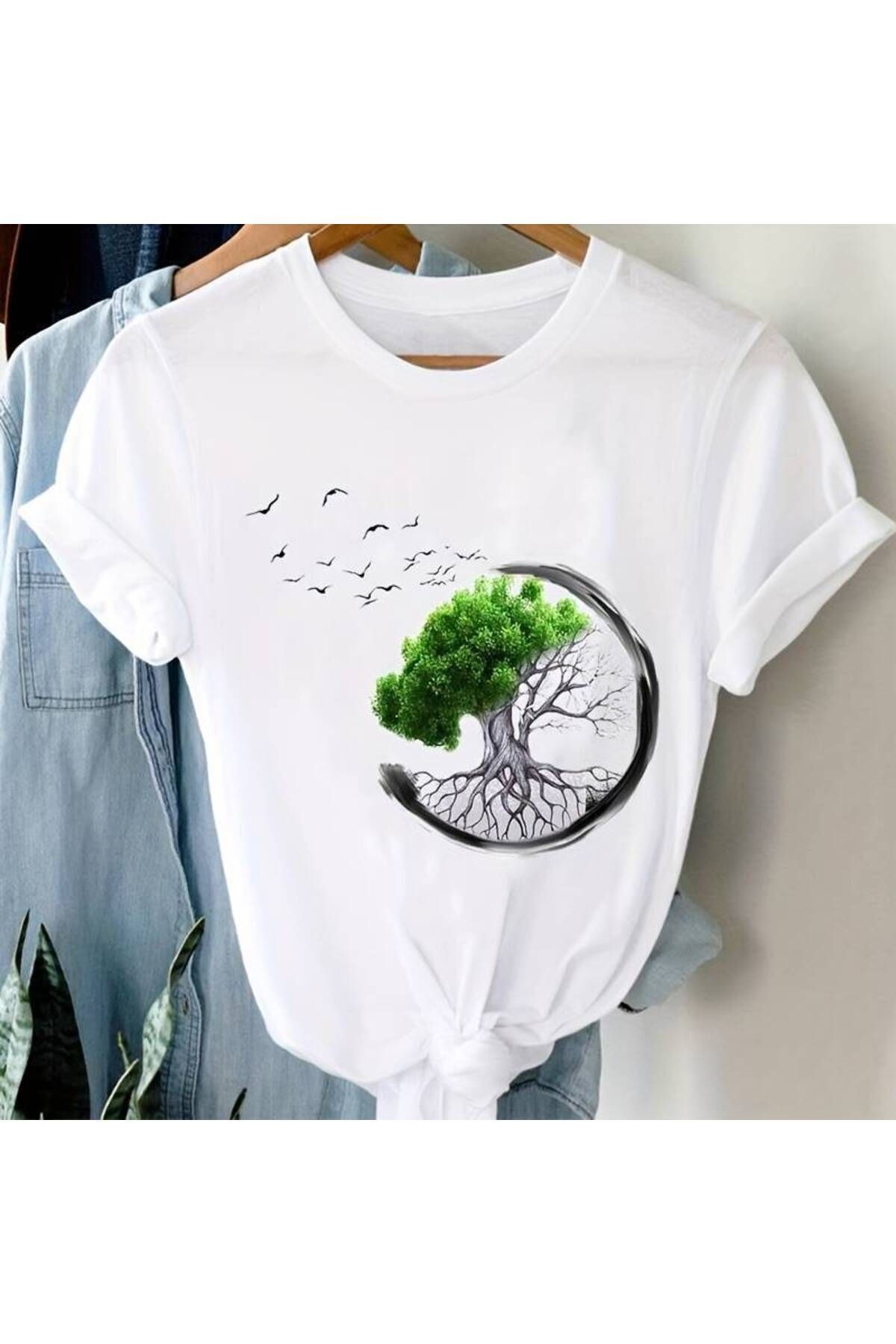 HOFFNUNG Tree Lovely Kadın T-Shirt Büyük Beden