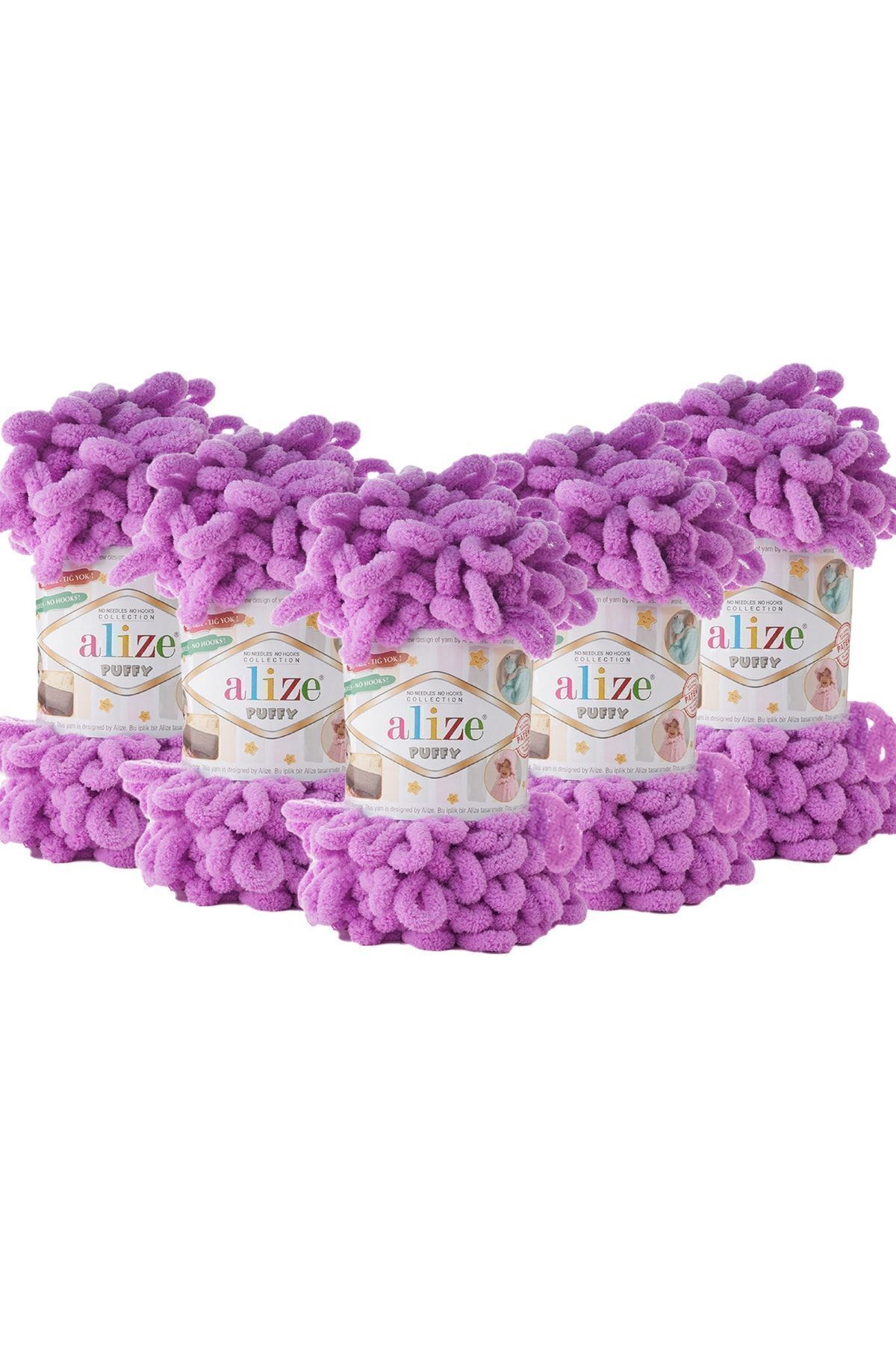 (5 Pieces ) Puffy 378 Hand Knitting Yarn 5-Pack - 378 Orchids - 100 Gr. 9 Mt. Finger Knitting Yarn